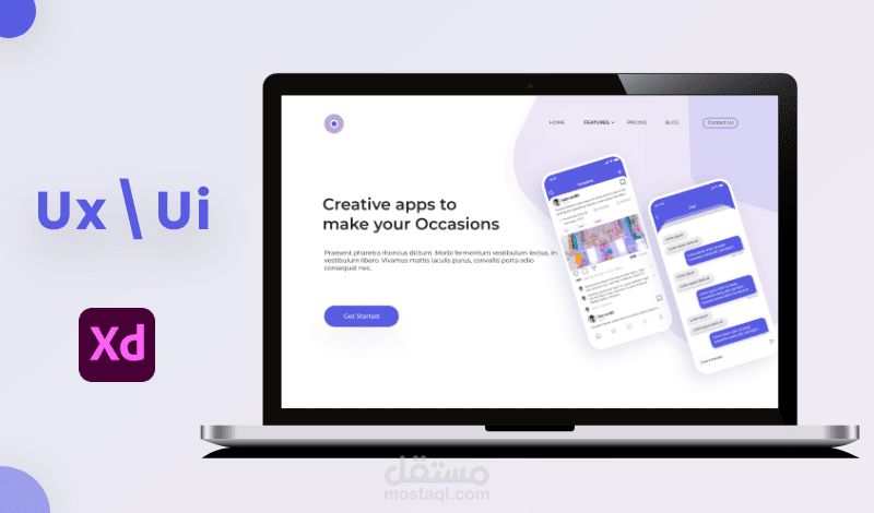 صفحة هبوط لتطبيق مناسبات وفق معايير ux ui