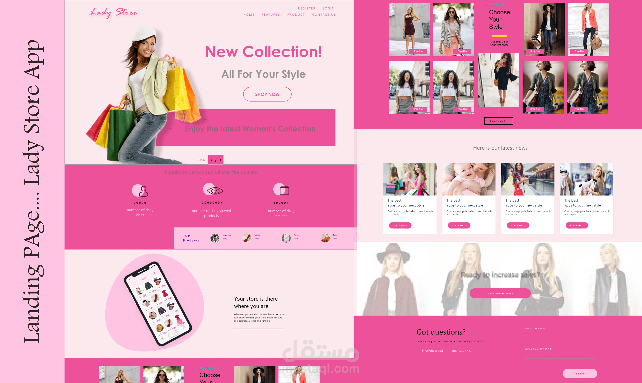 landing page for lady store