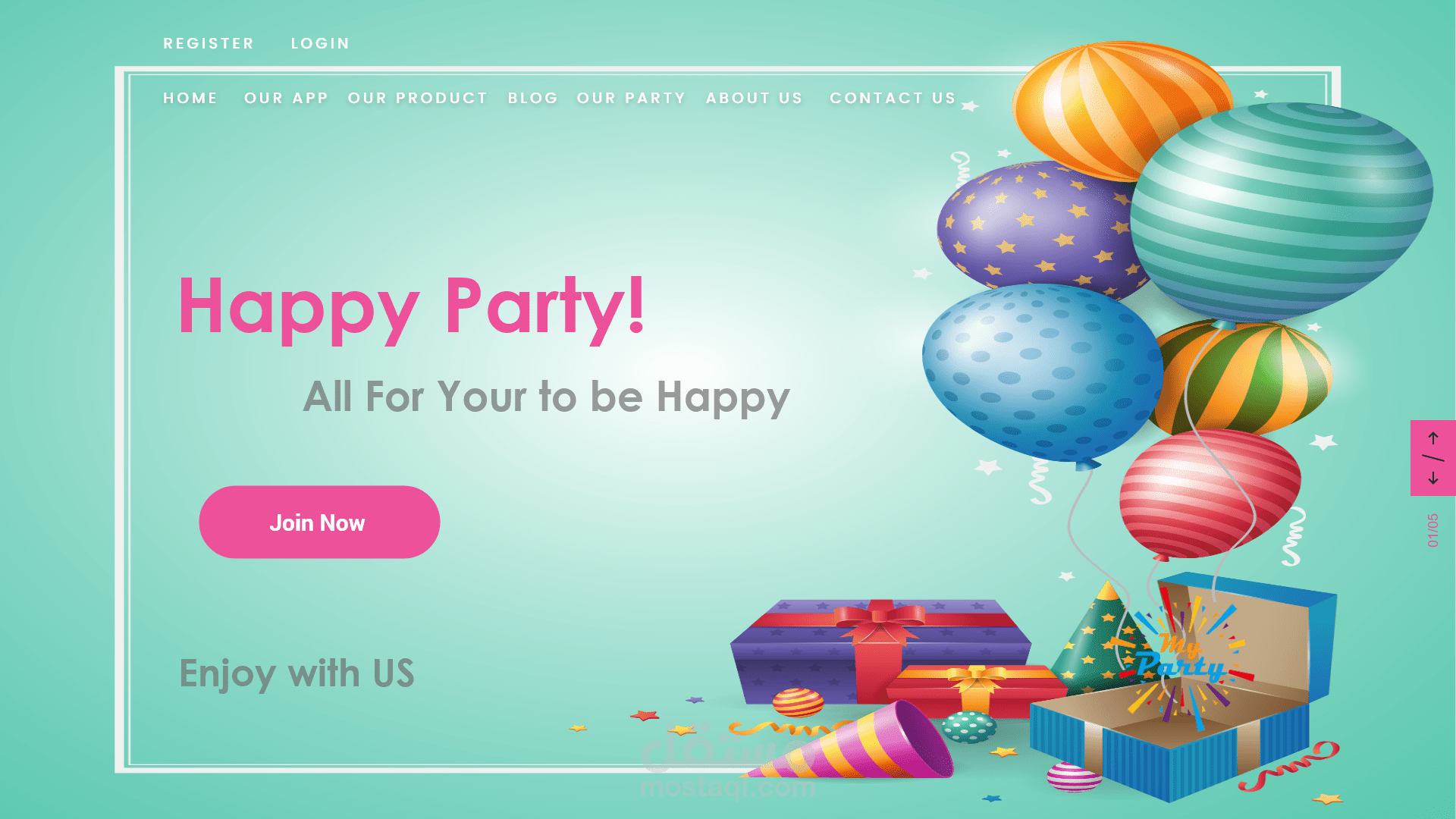 landing page for my party