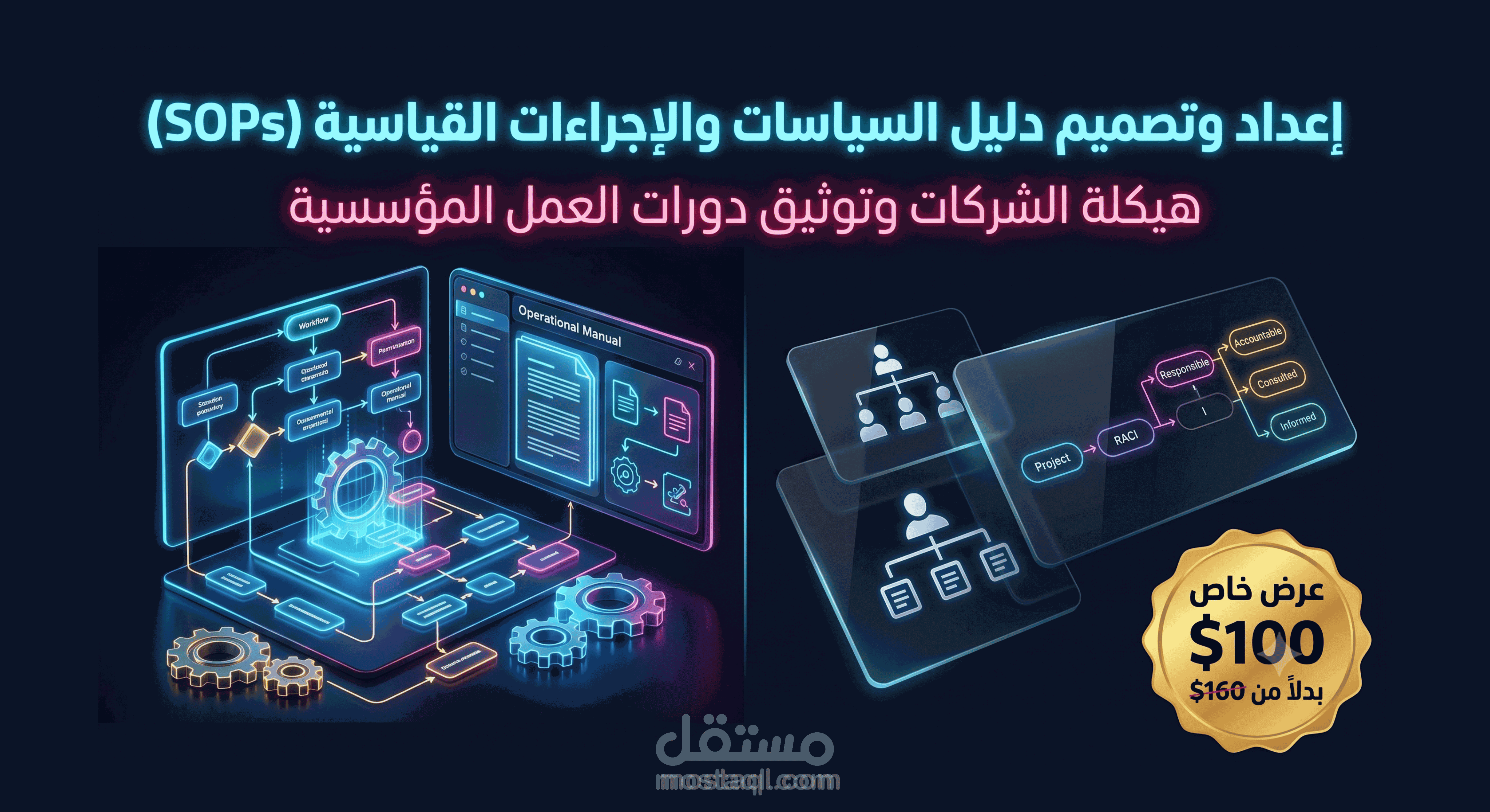 إعداد وتصميم دليل السياسات والإجراءات التشغيلية القياسية (SOPs Manual) وهيكلة الشركات