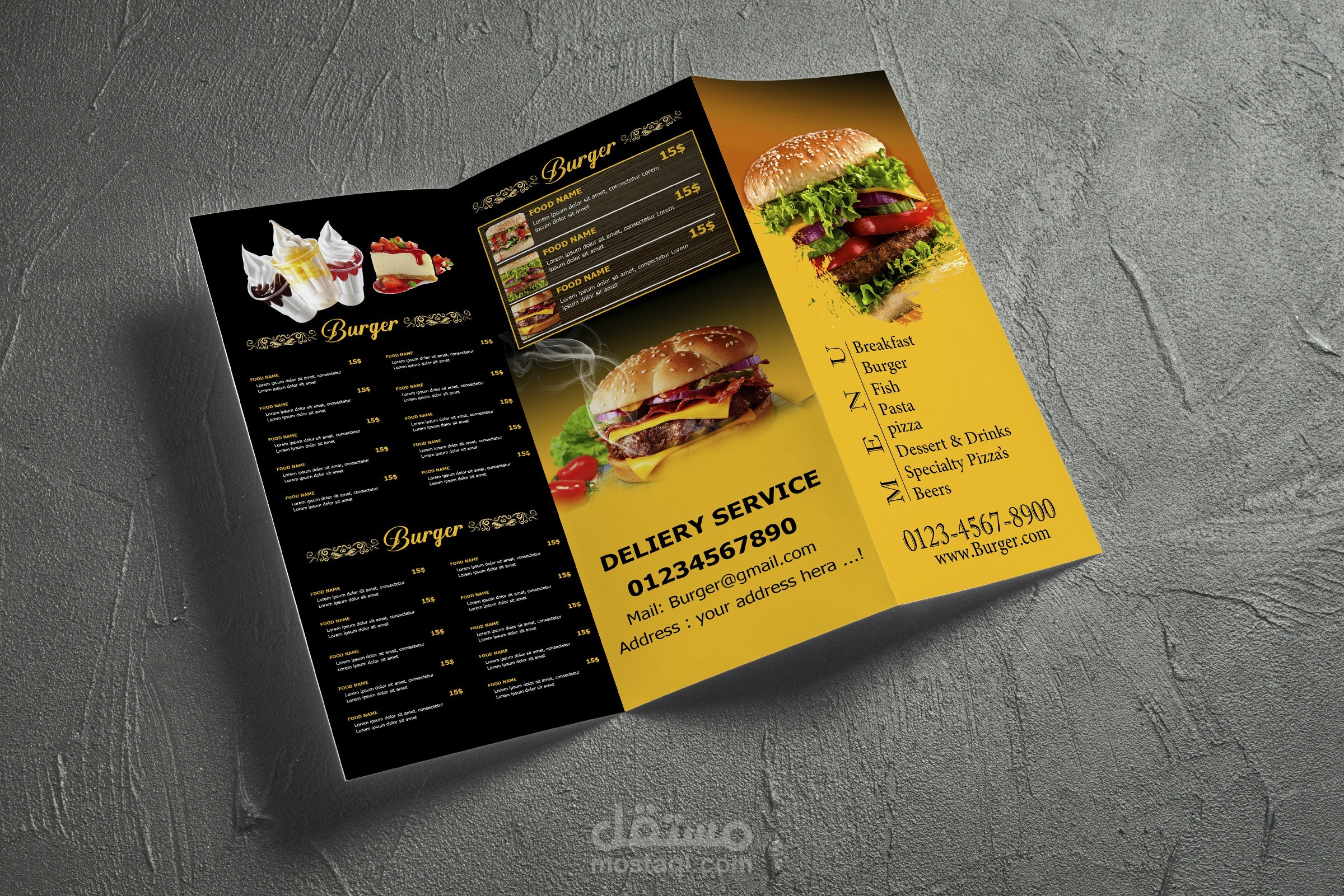 تصميم البروشورات الدعائية والمنيو