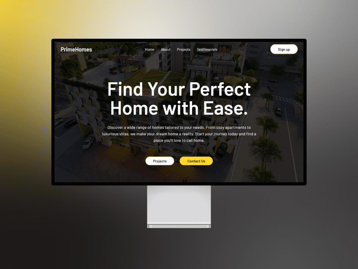 موقع لشركة عقارات PrimeHomes.