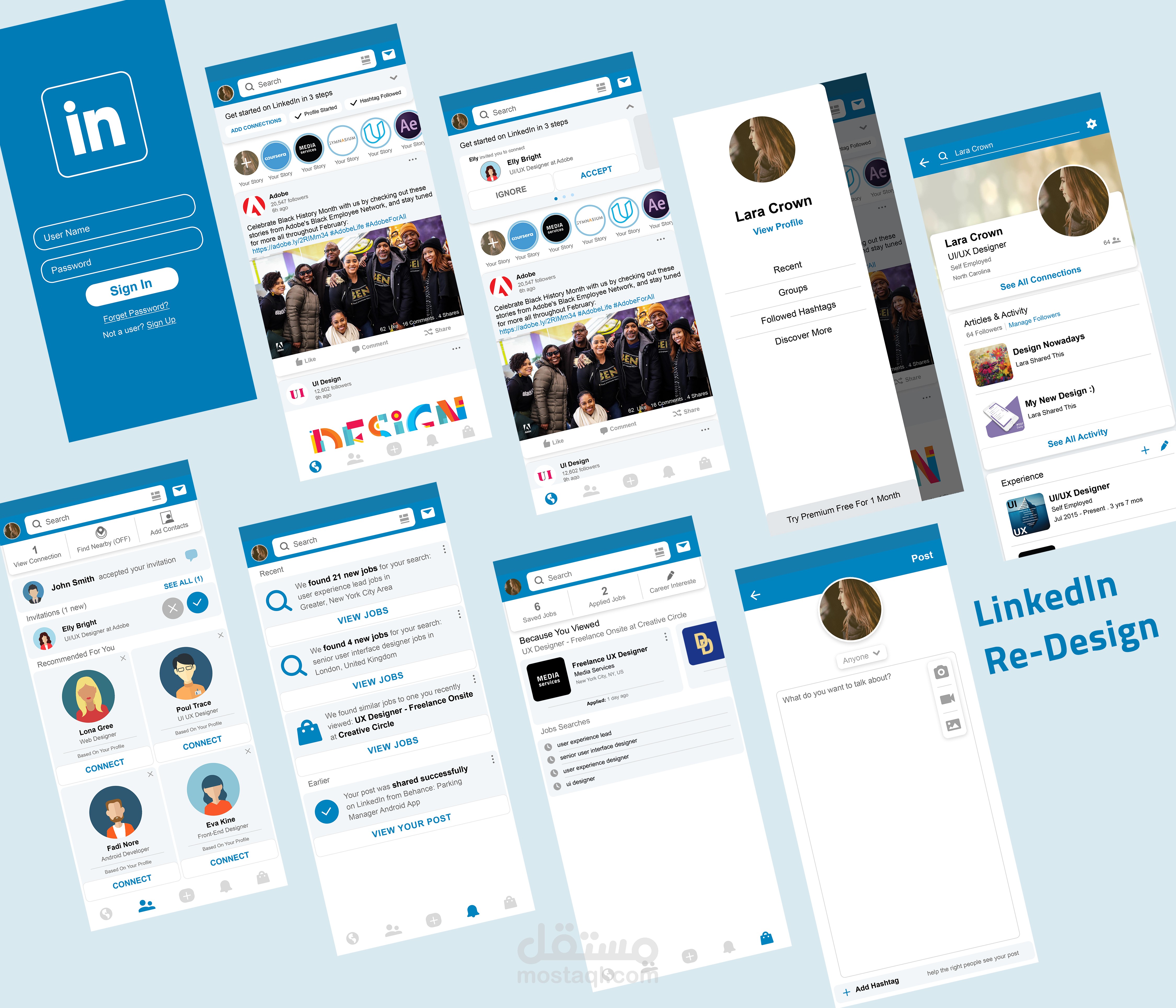 إعادة تصميم لتطبيق Linkedin