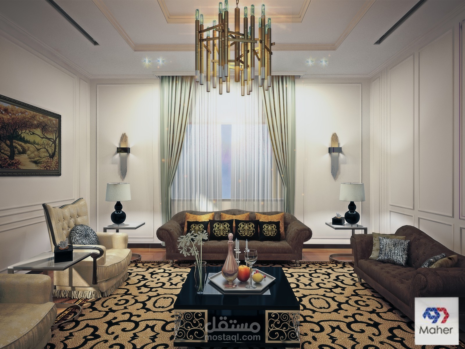 تصميم داخلي لمجلس كلاسيك - الإمارات -أبو ظبي