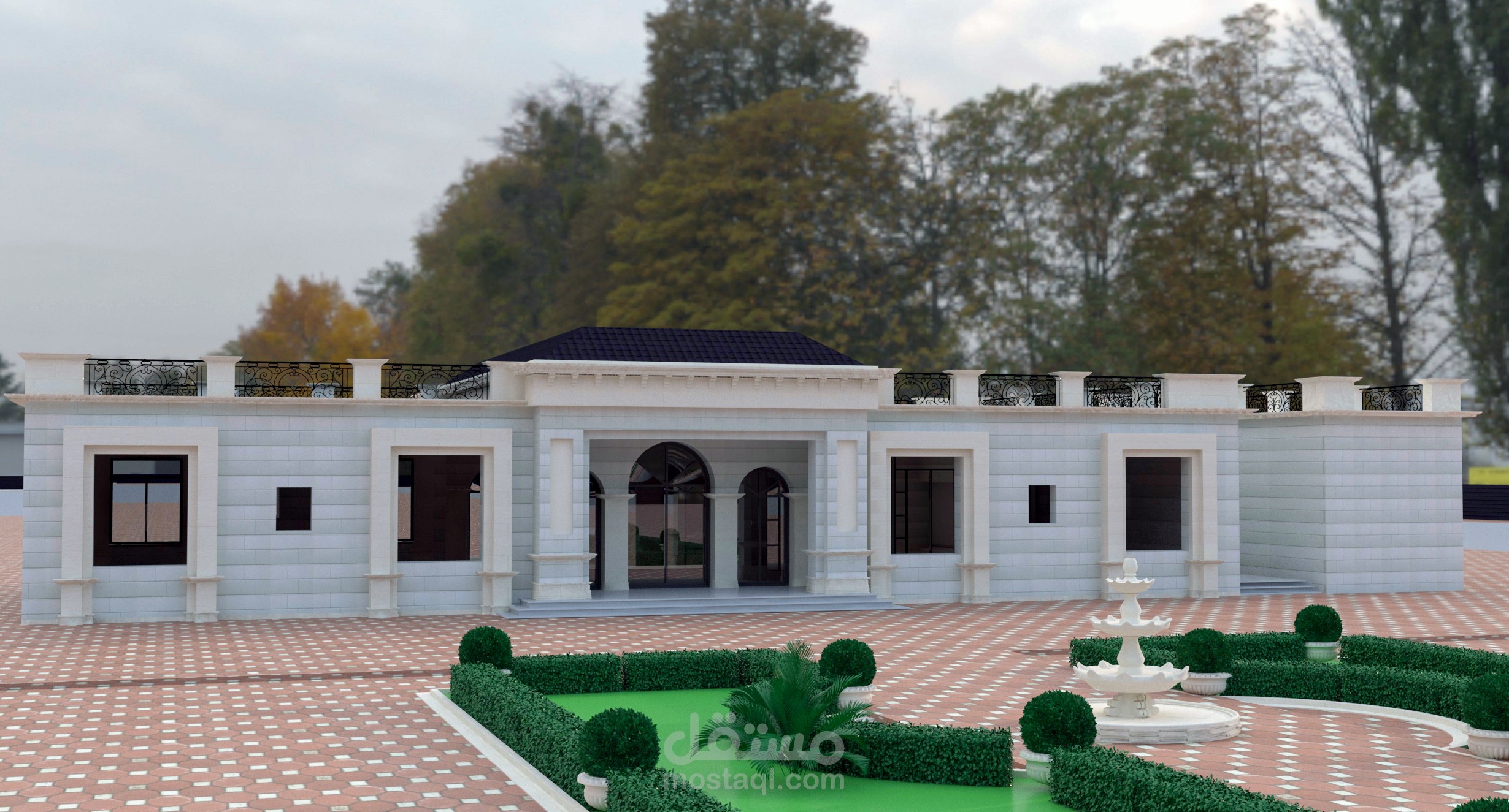 تصميم إكساء حجر واجهة فيلا