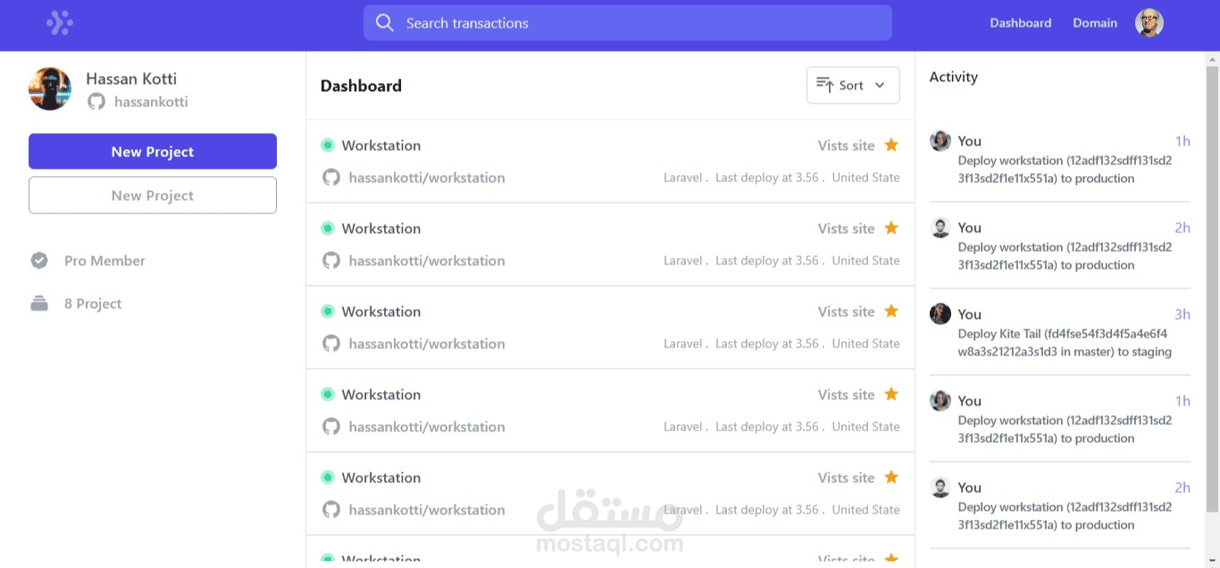 HTML +Tailwindcss Activity Dashboard | مستقل