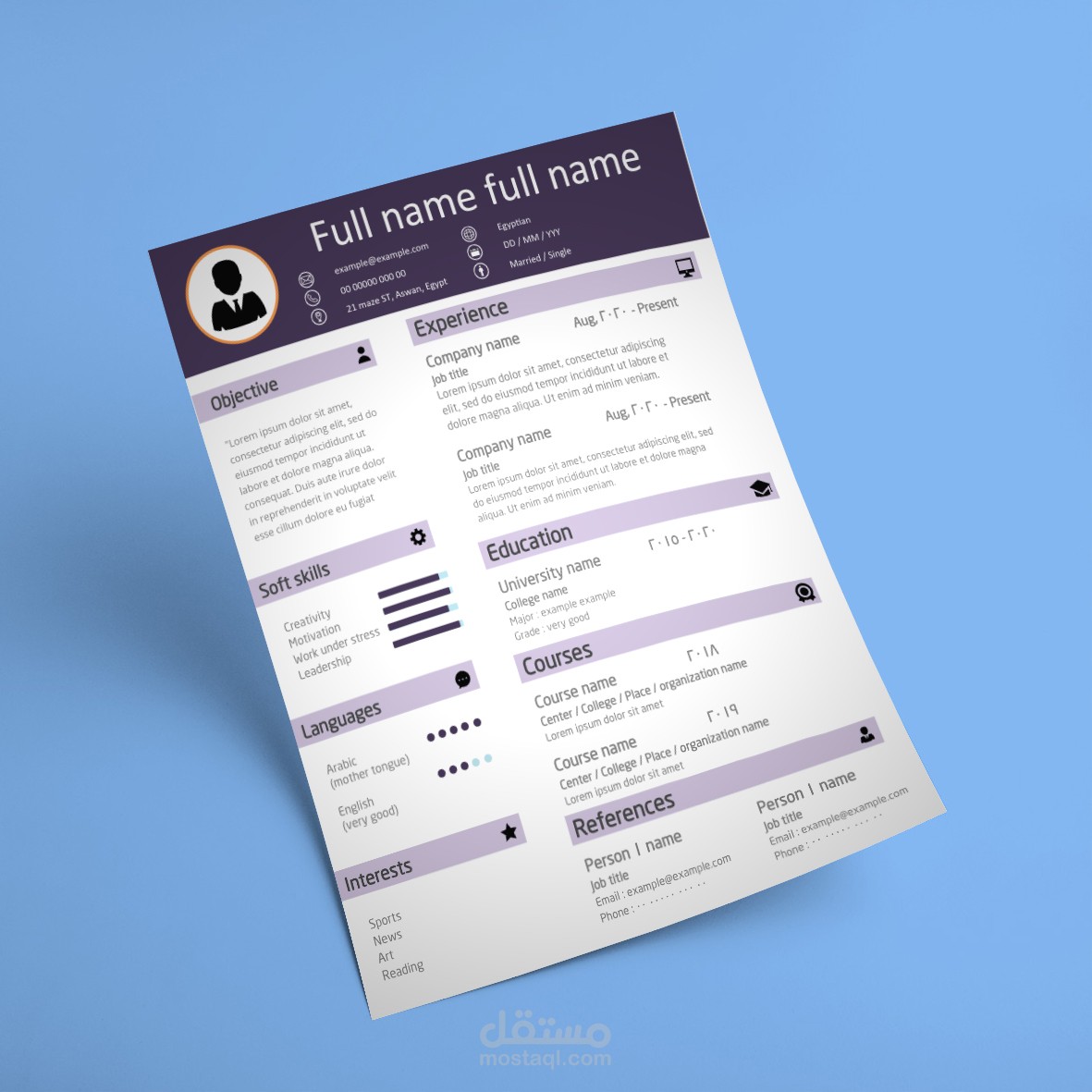 سيرة ذاتية انفوجرافيك بتصميم خاص