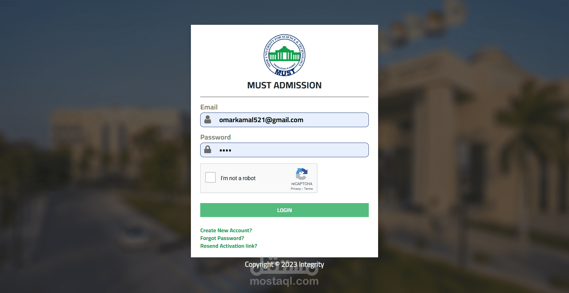 System admission for M.U.S.T university