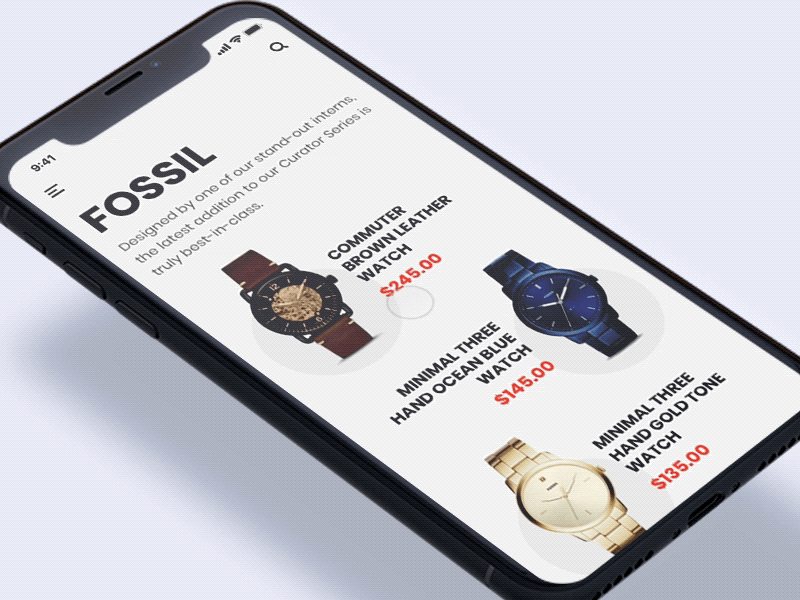 تطبيق تسوق إلكتروني (ساعات يد)