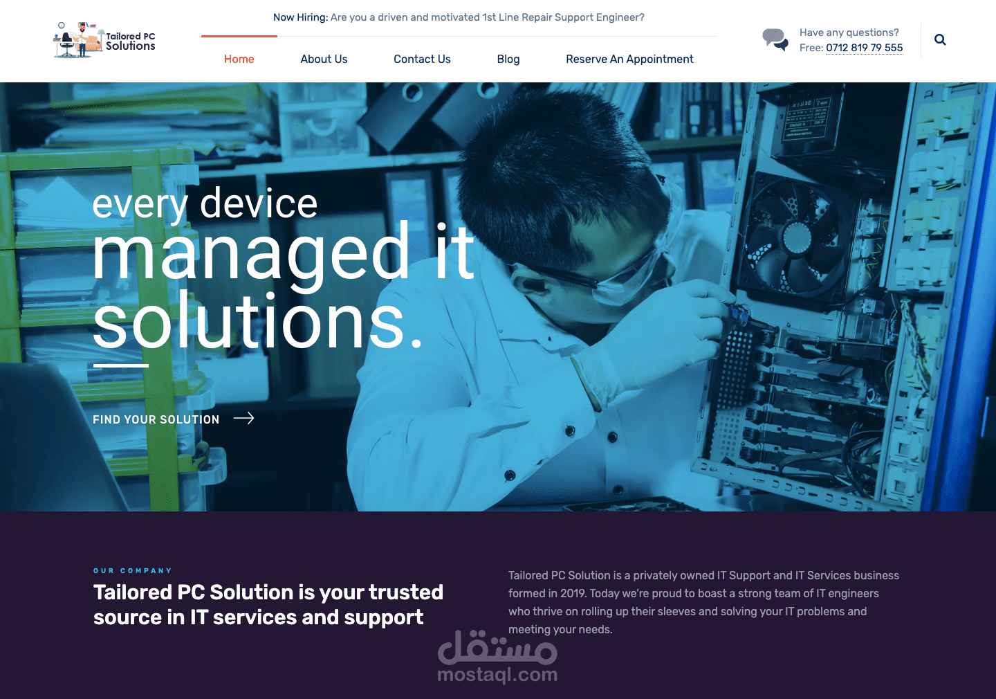 موقع الشركة الأمريكية Tailored PC Solutions