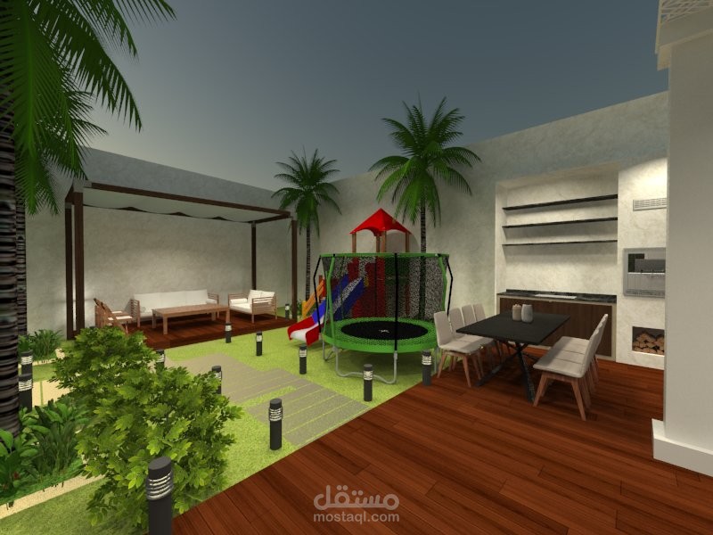 تصميم حديقة فيلا متكامل