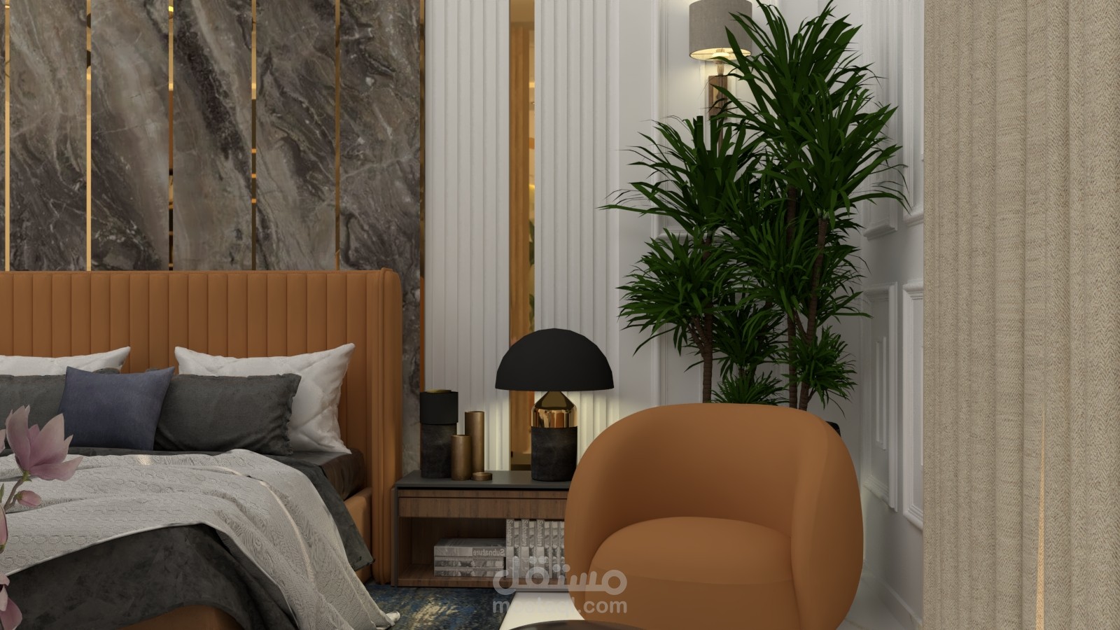 تصميم داخلي لغرفة نوم رئيسية