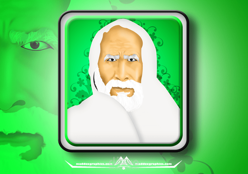 رسم وتصميم بورتريه - خاص للشهيد البطل الليبي عمر المختار