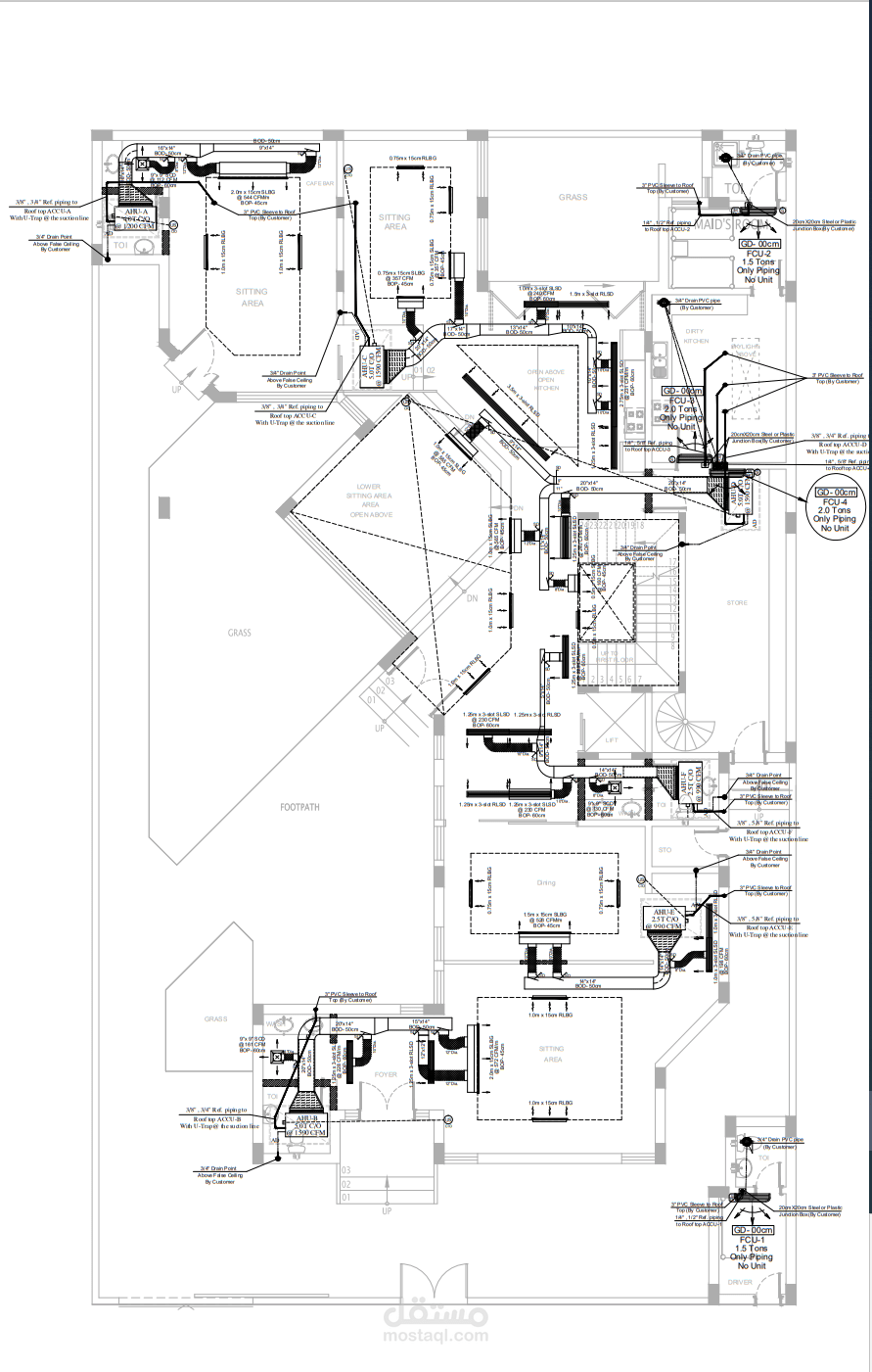 تصميم مخططات فيلا  تكييفات كونسيلد واسبليت بالمملكة العربية السعودية