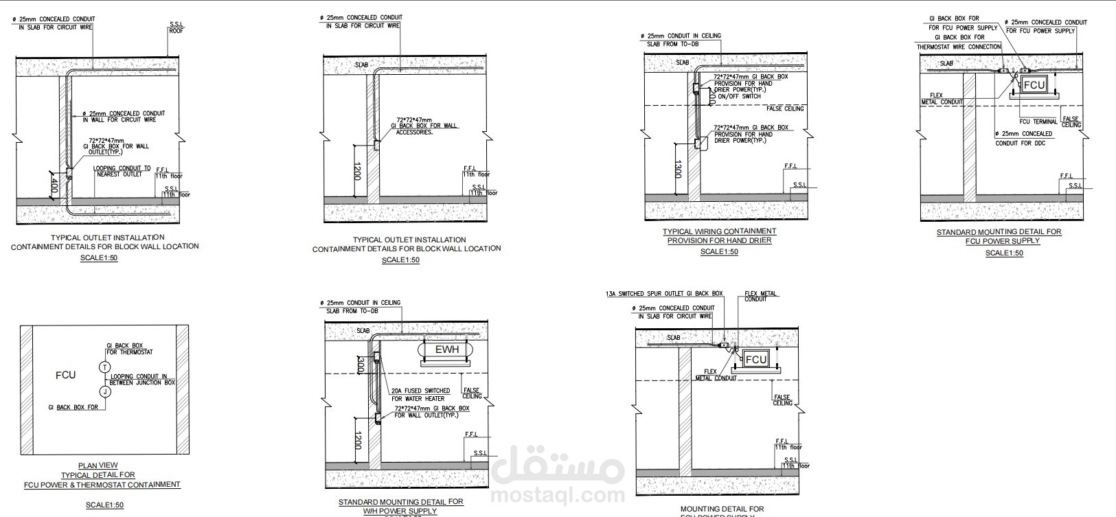 عمل المخططات التنفيذية لجميع الأنظمة الكهربية لبرج ادارى بالمملكة العربية السعودية