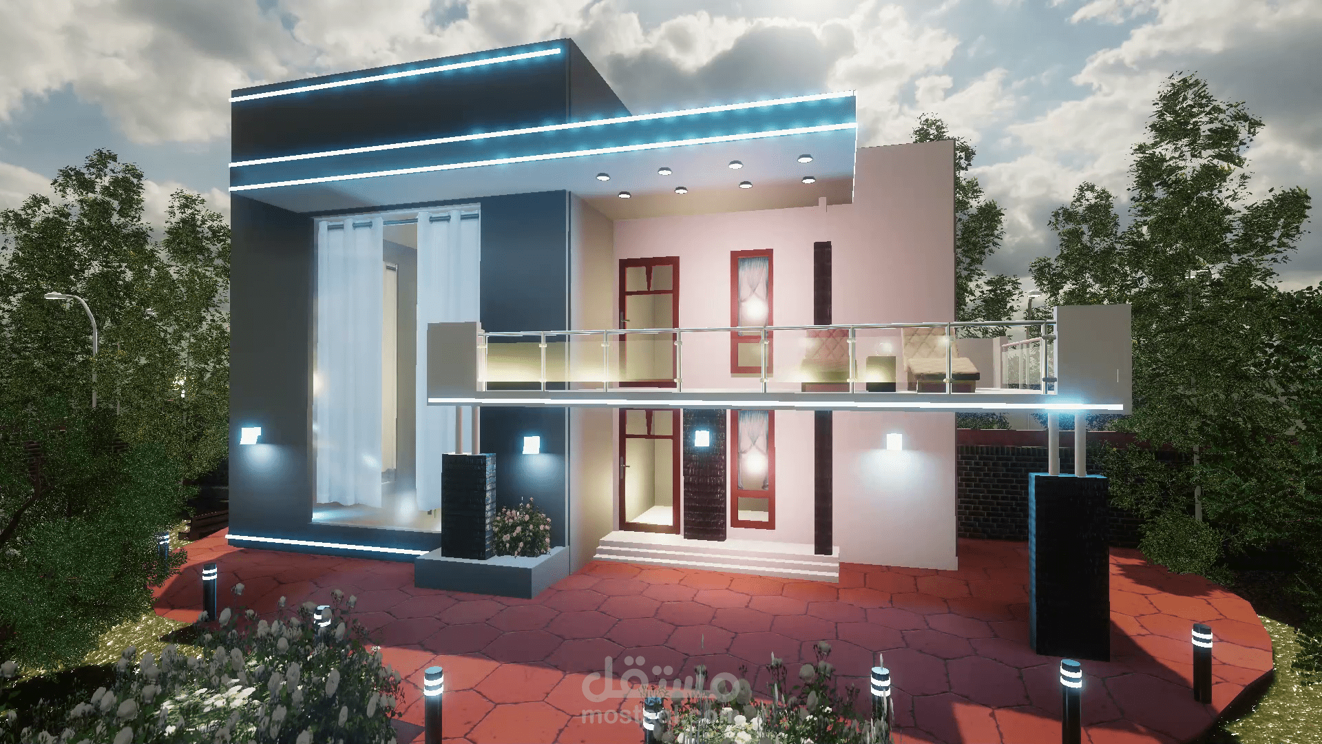 House & Garden 3D Render  - منزل ثلاثي الأبعاد من الخارج