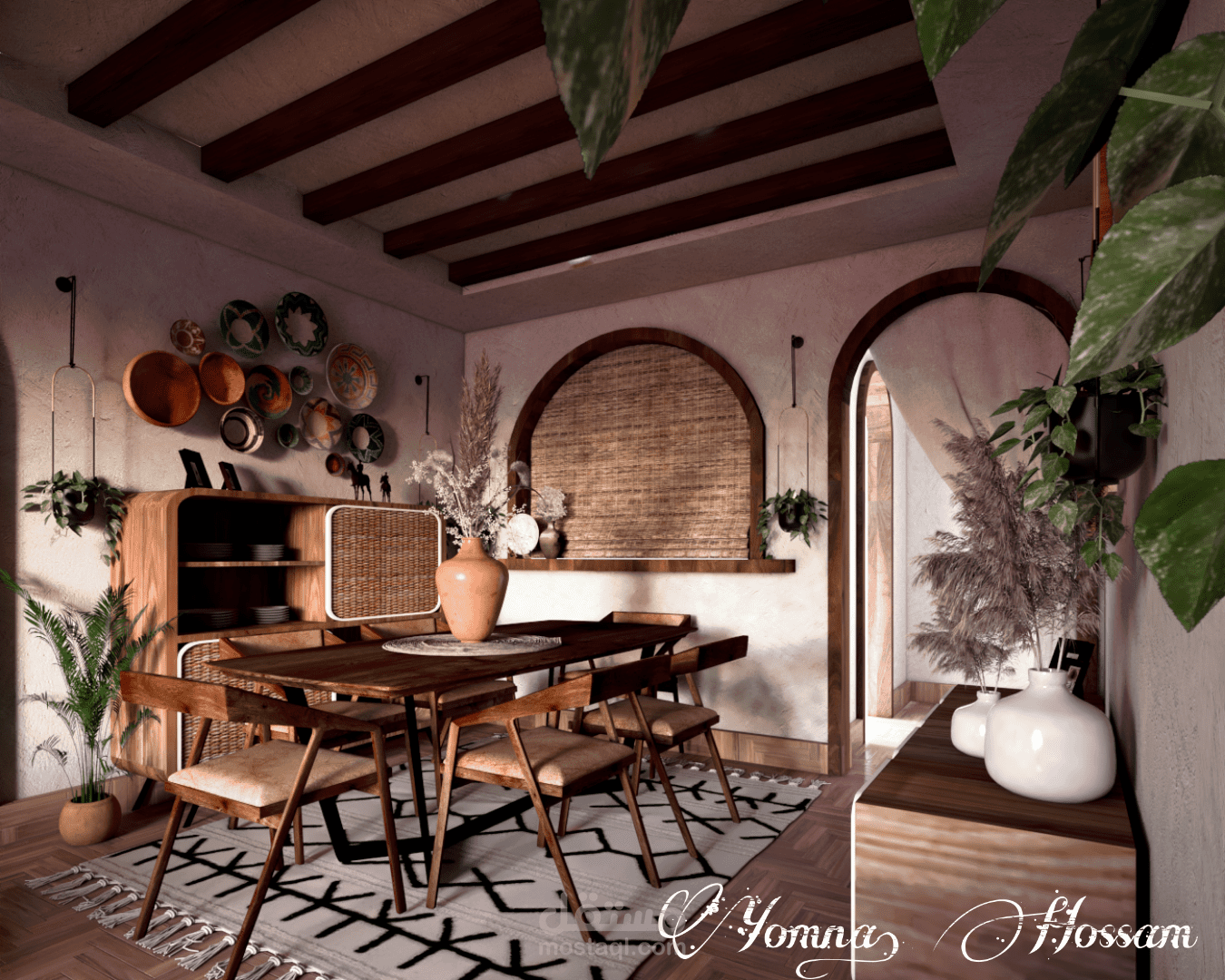 استقبال لشقة فالعاصمة الإدارية الحديدة على الطراز البوهيمى