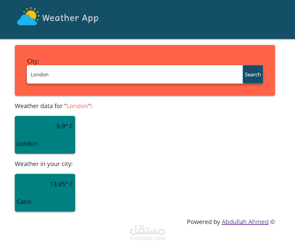 موقع لجلب درجة الحرارة لأي مدينة بReact