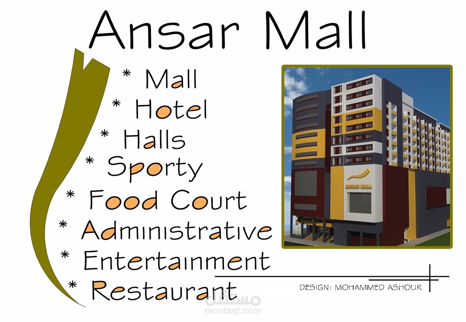 تصميم معماري وإنشائي لمول تجاري مكون من 18 دور