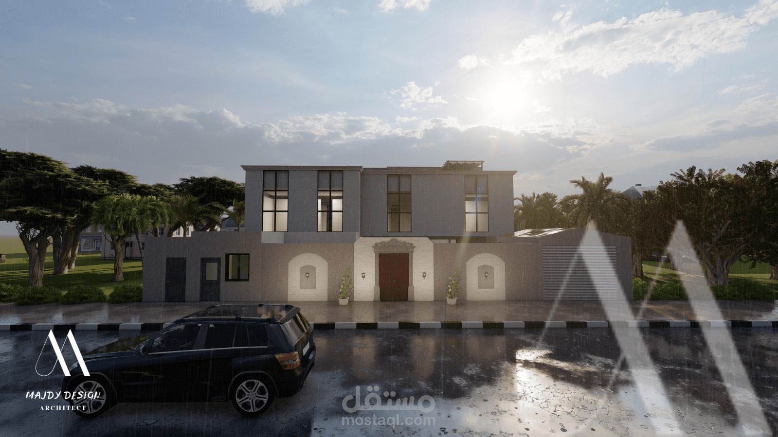 تصميم فيلا سكنية بطابع نيوكلاسيك - السعودية