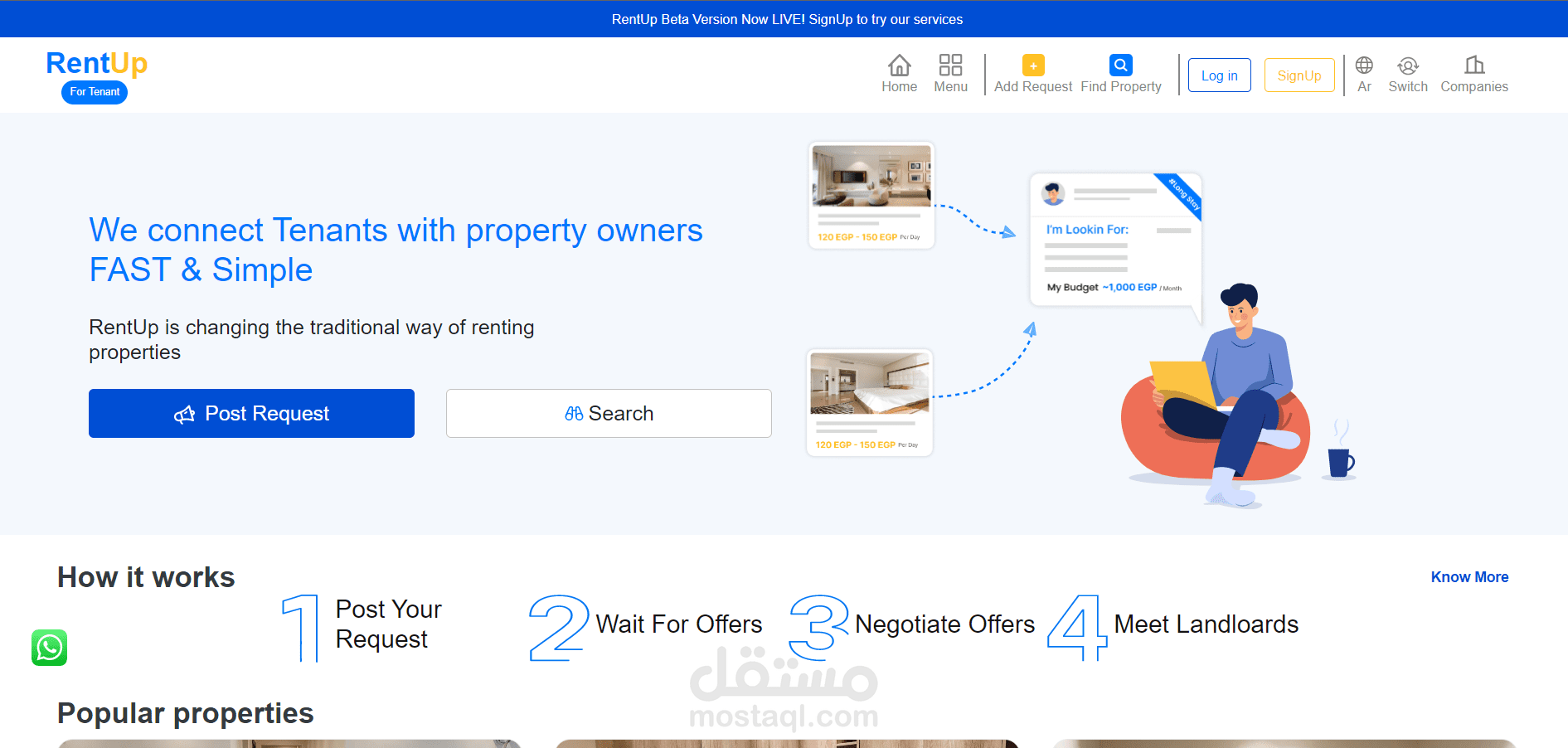 rentup real estate website