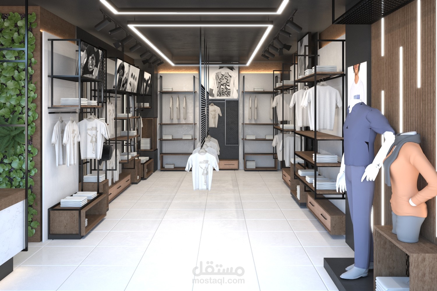 تصميم داخلي لمتجر ملابس