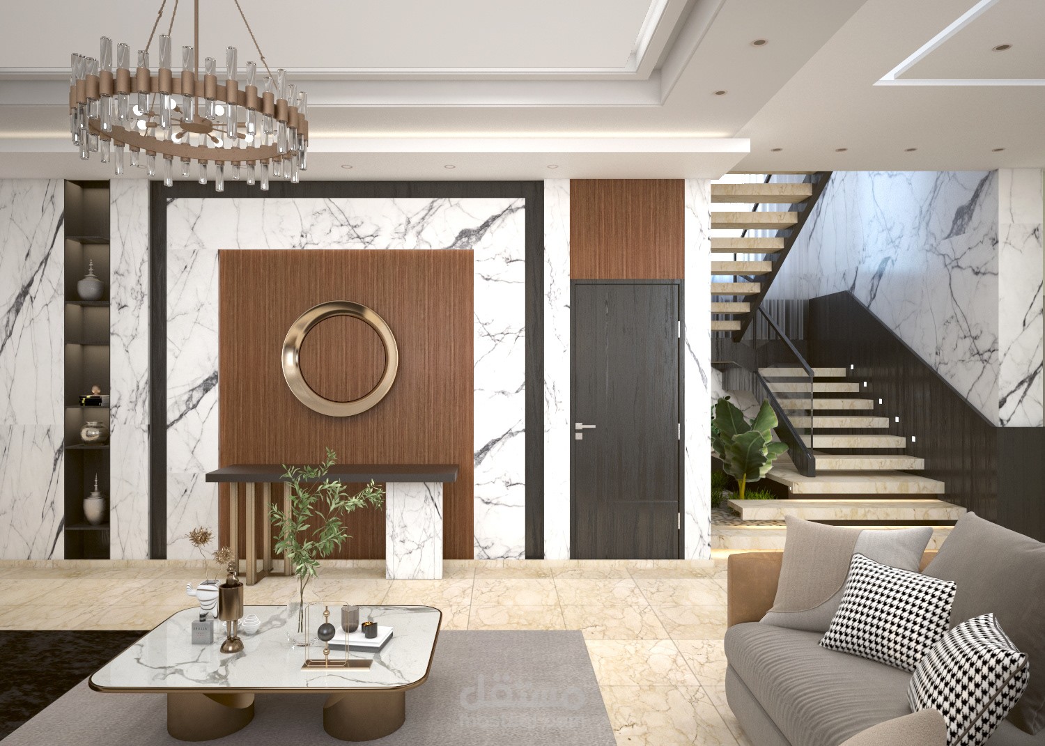 ( Guest room - Living room - stairs -  Kitchen ) interior design