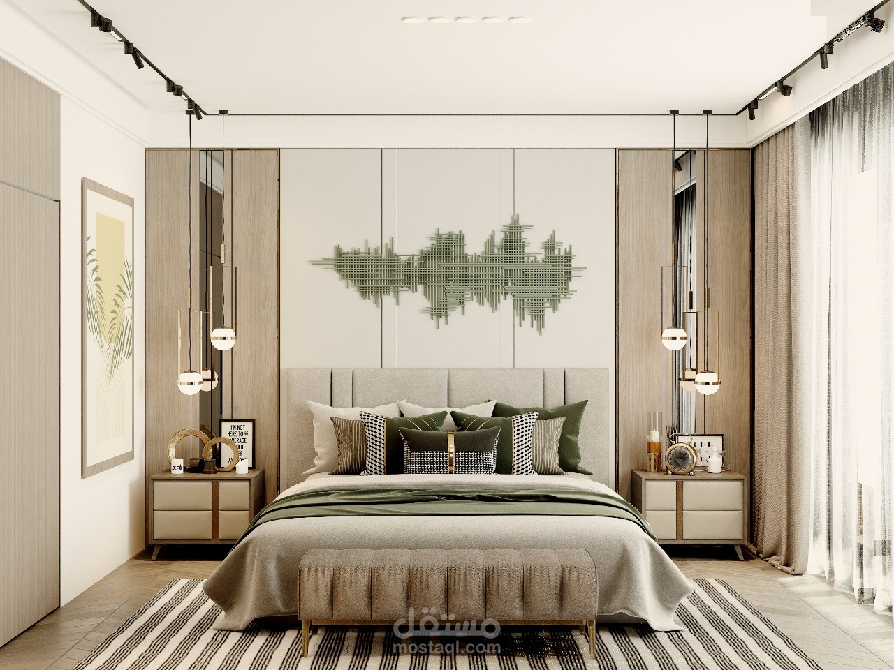 تصميم غرفة نوم بنزل فندقي
