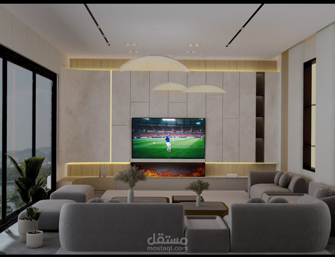 صالون معيشة في فيلا سكنية في لبنان