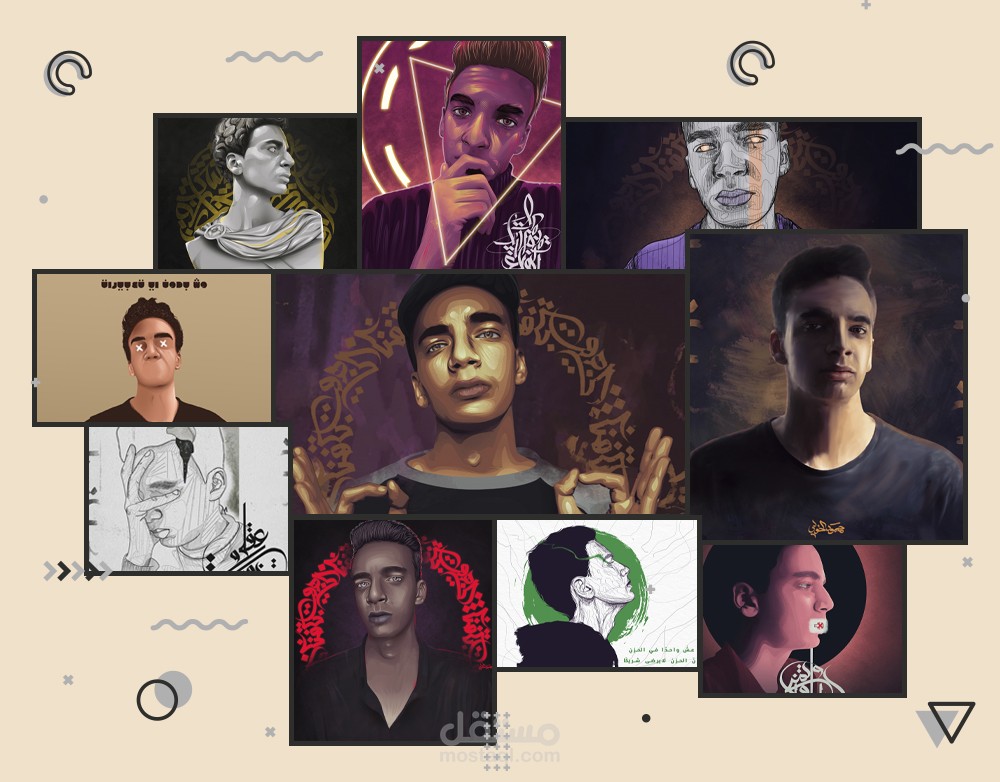 مجموعة من اللوحات المرسومة رسم ديجيتال