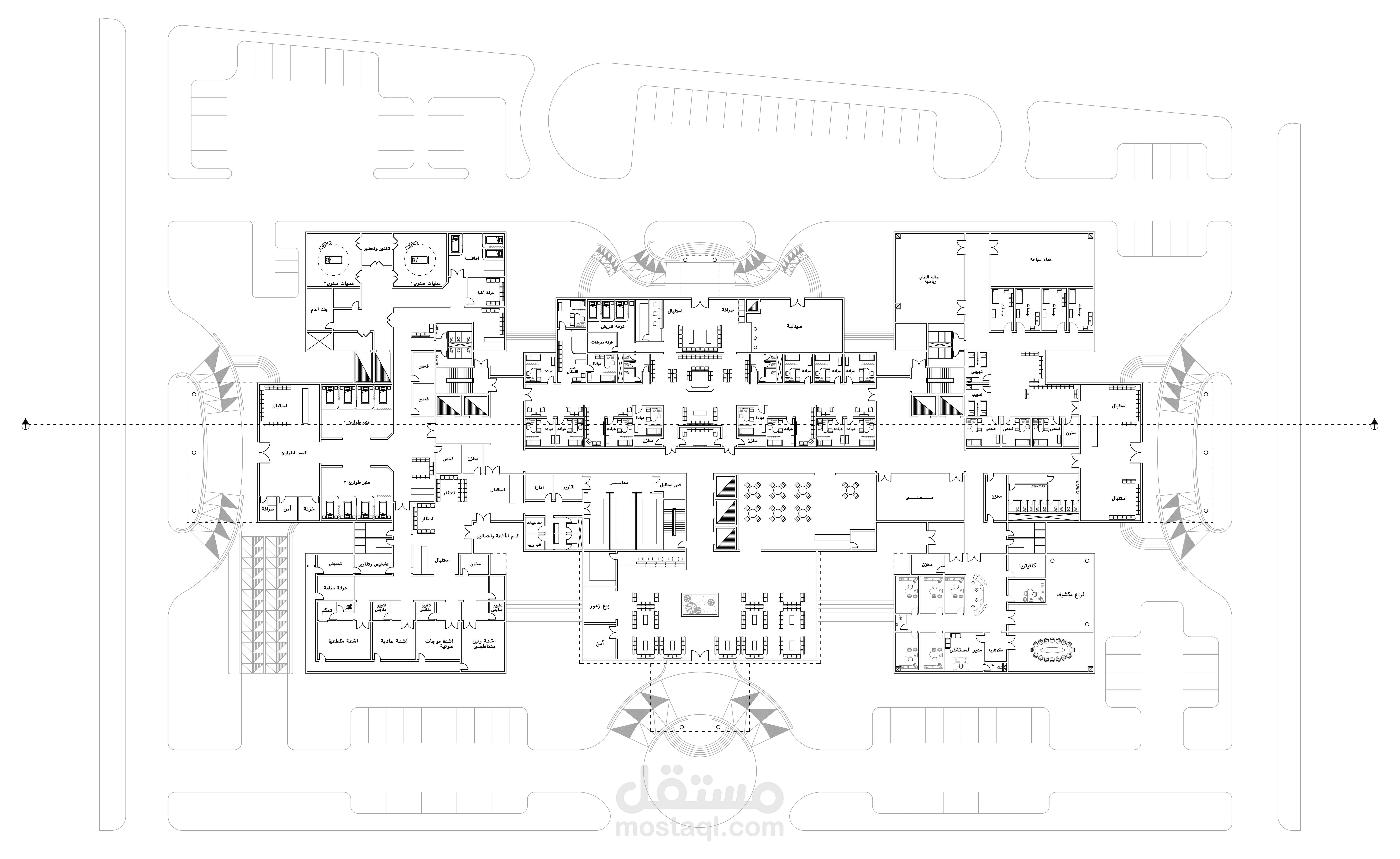 مشروع مخططات مستشفى خاصة (الدور الأرضي)