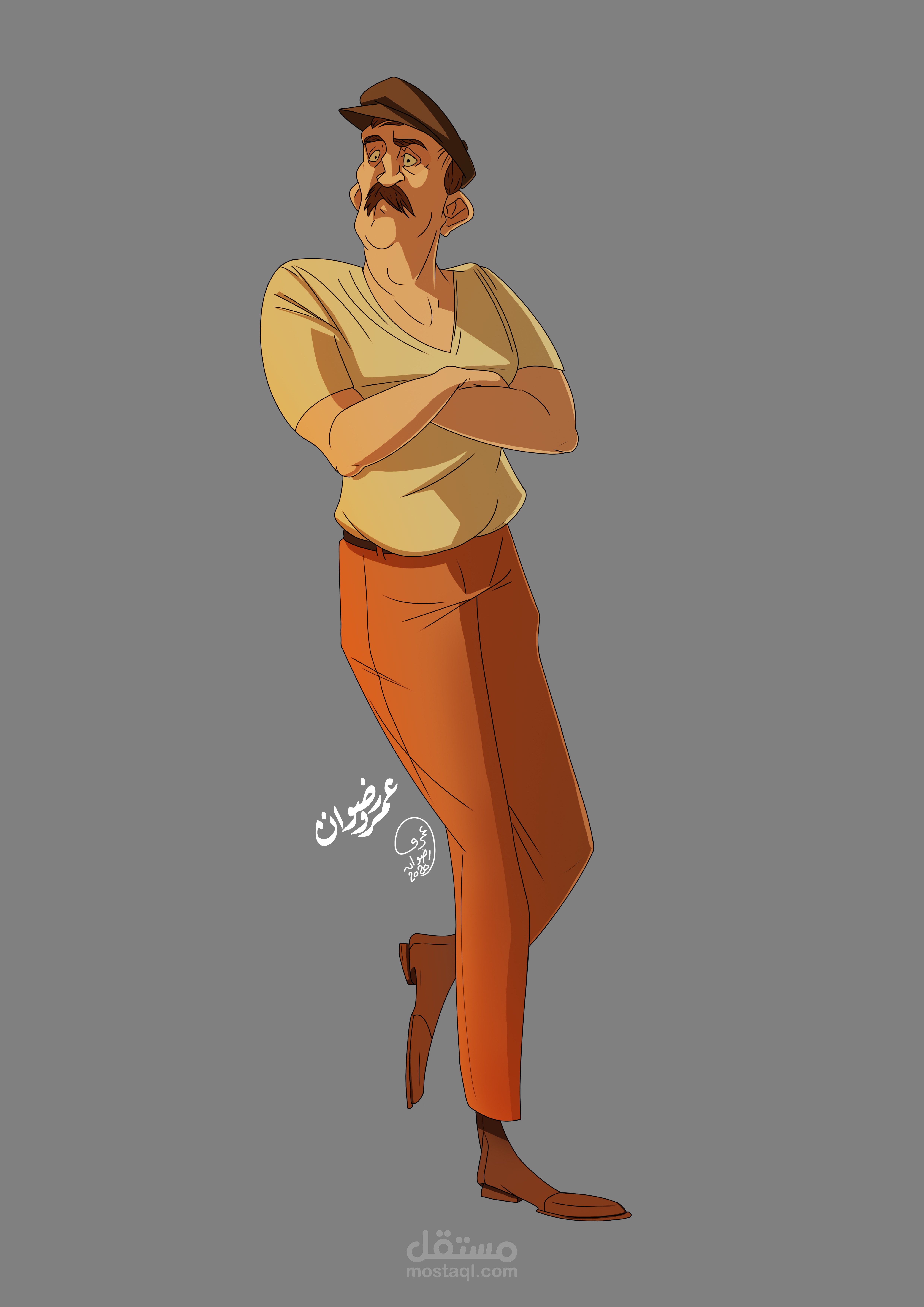 رسم شخصة كرتونية لعجوز