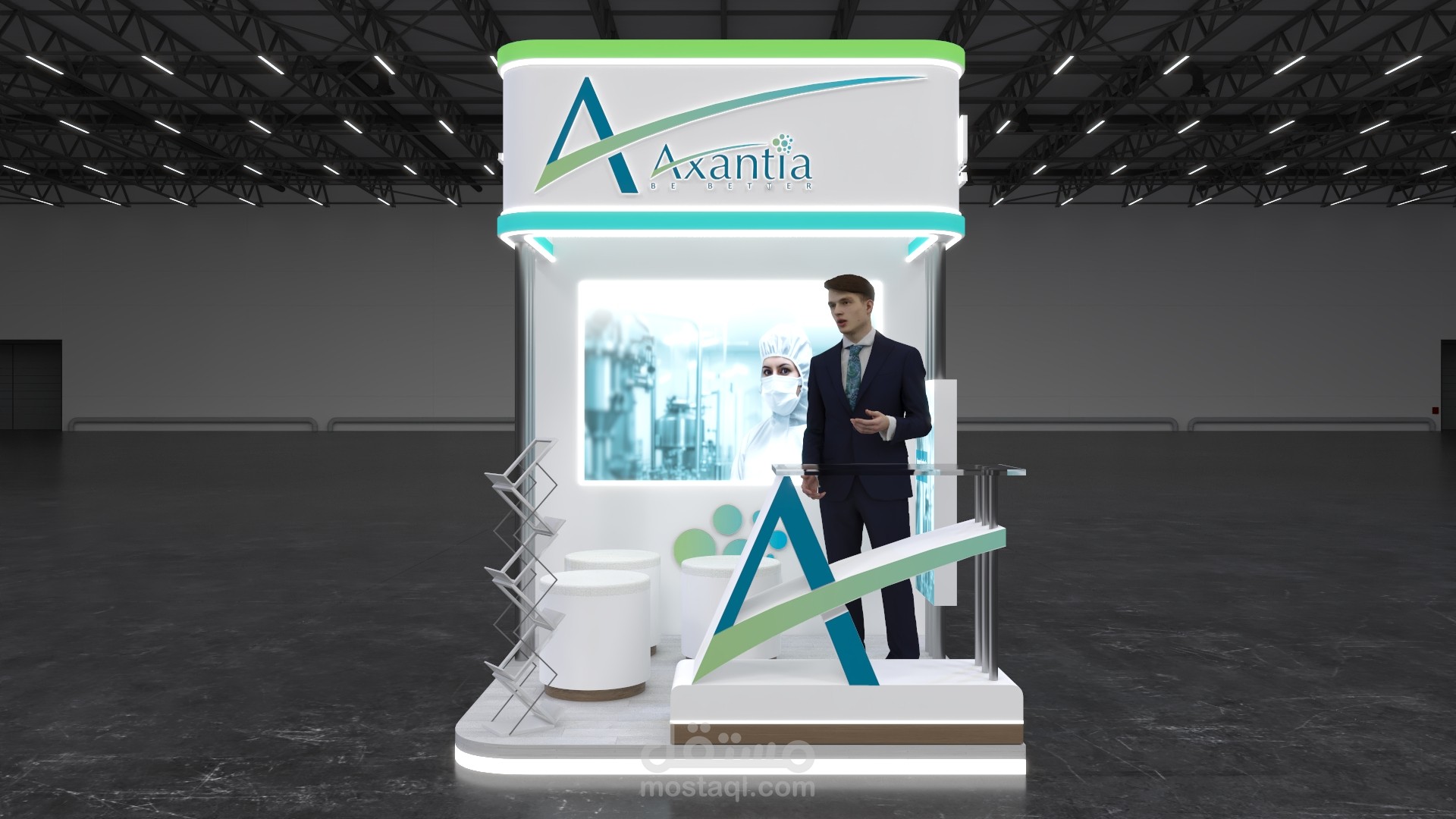 تصميم جناح عرض (Booth) لشركة "Axantia" للصناعات الدوائية