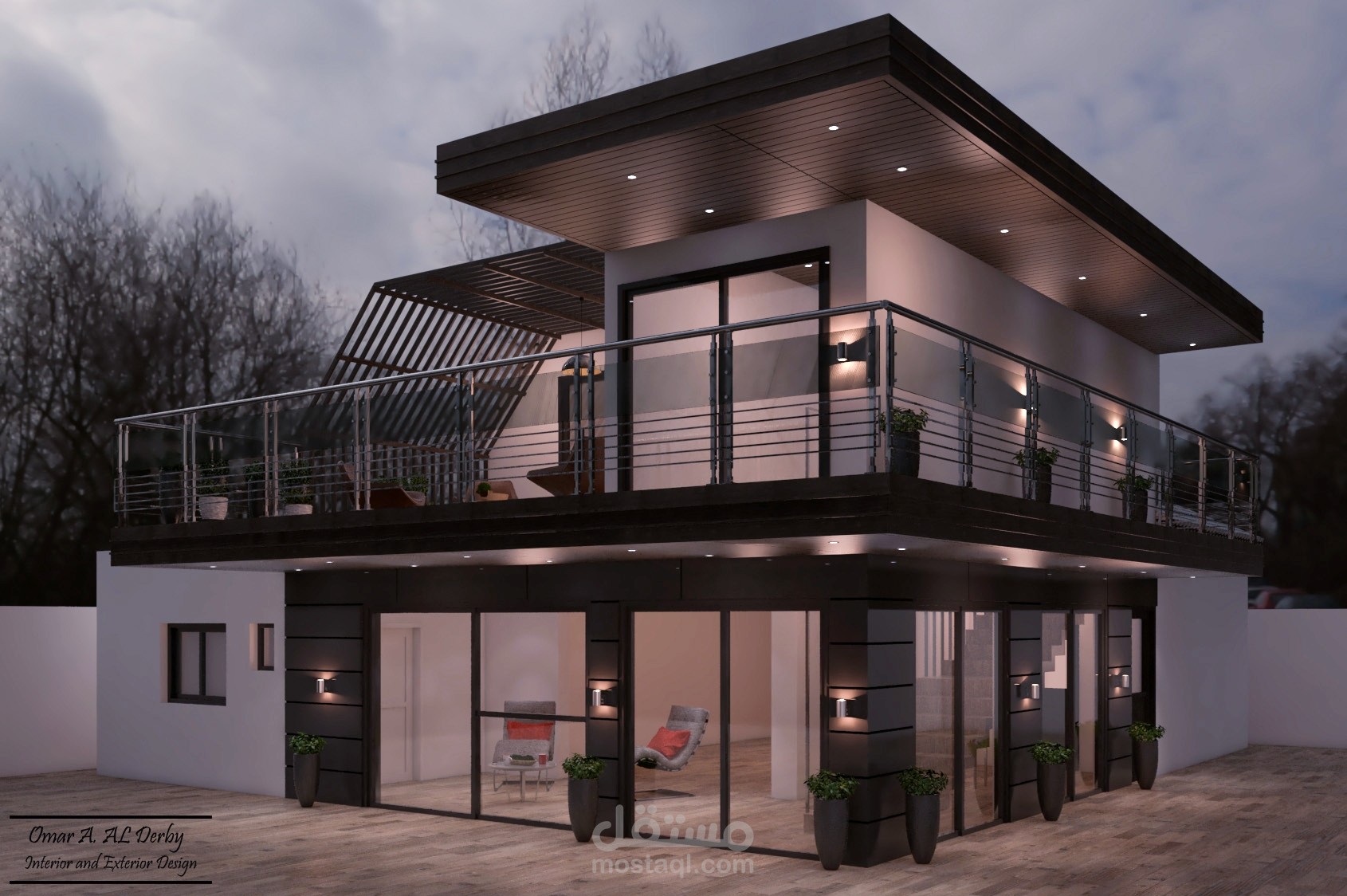 تصميم درج و شرفة خلفية لمنزل في بلجيكا