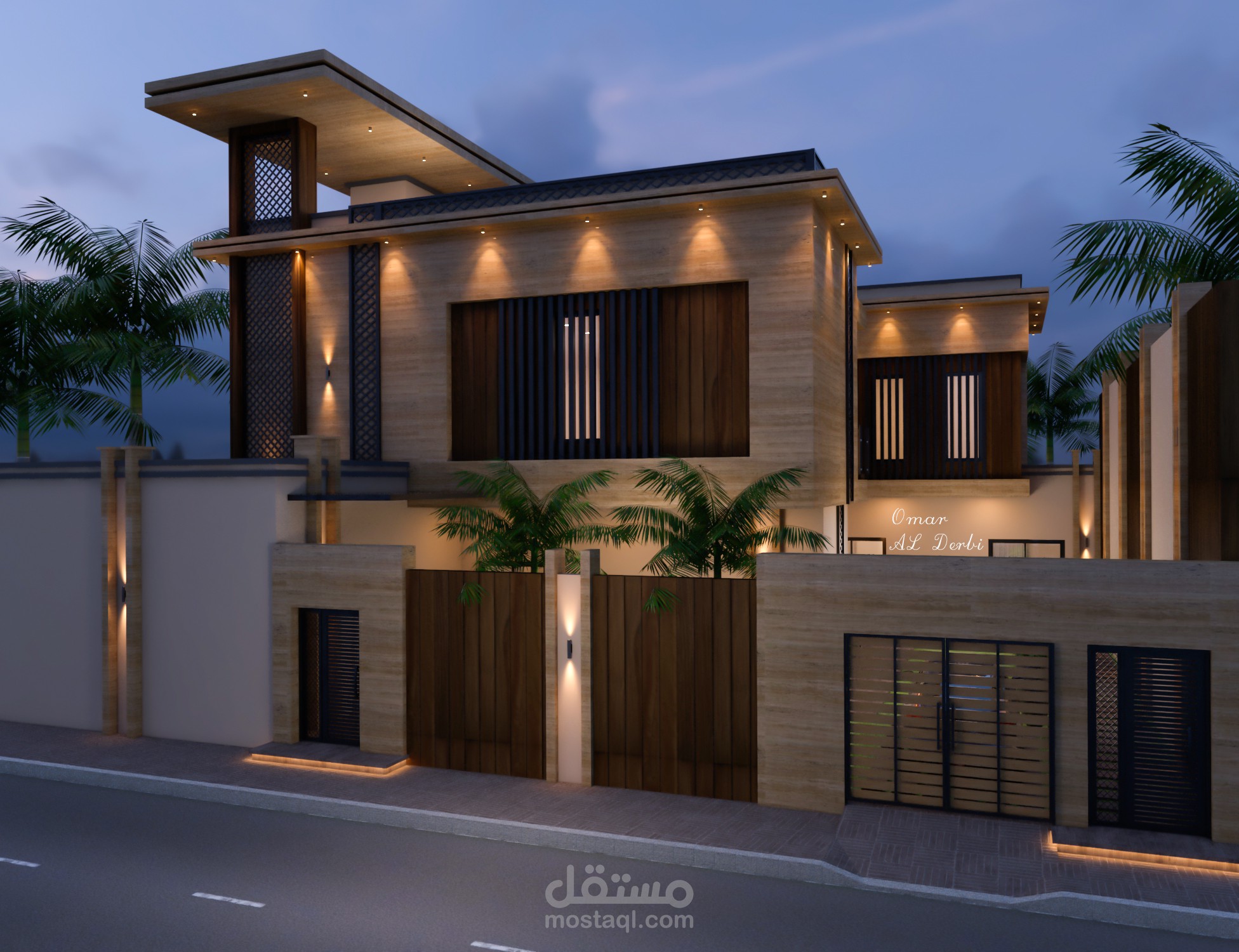 تصميم واجهة مودرن لفيلا في السعودية