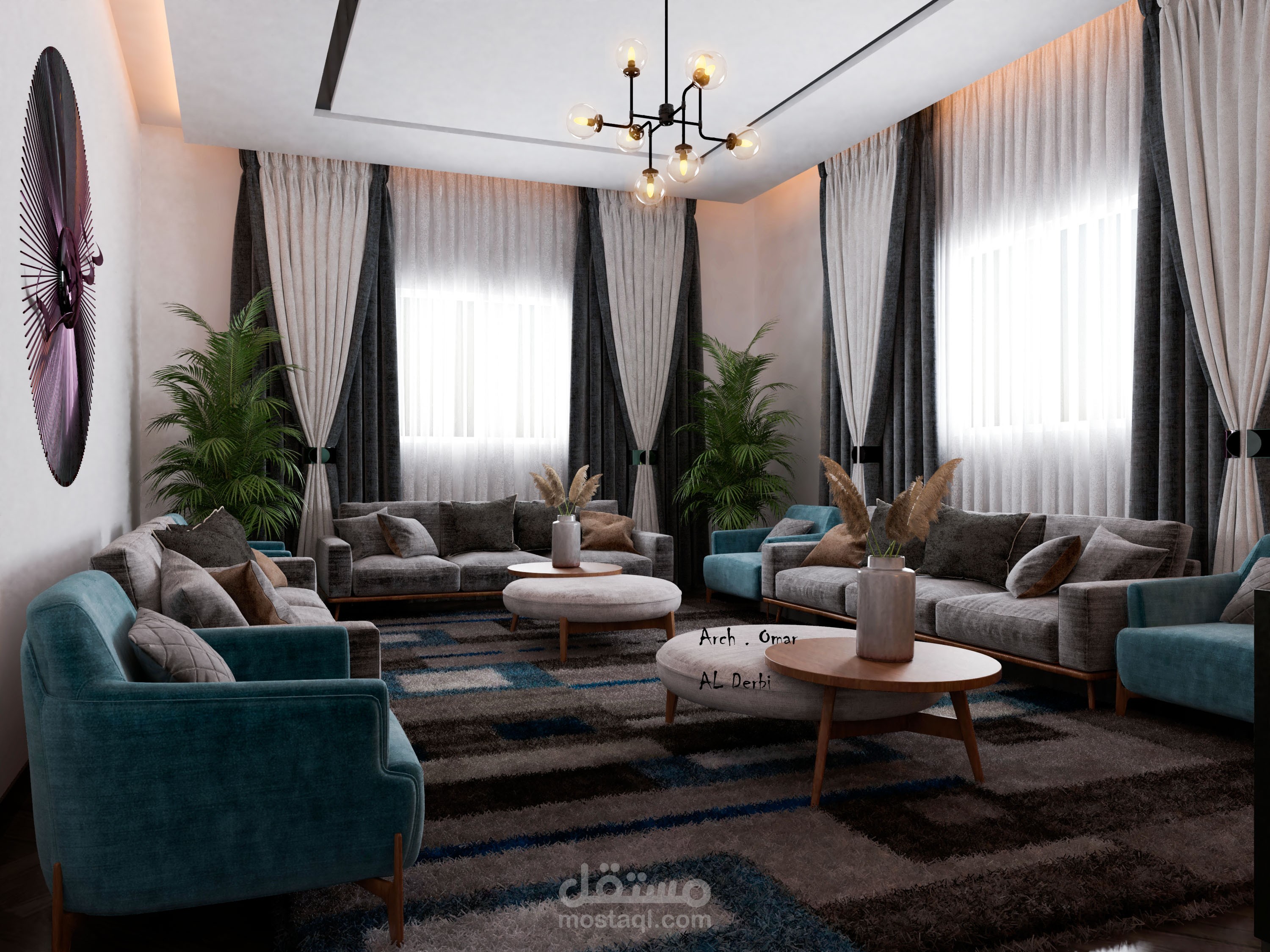 تصميم  داخلي لمجلس رجال في السعودية