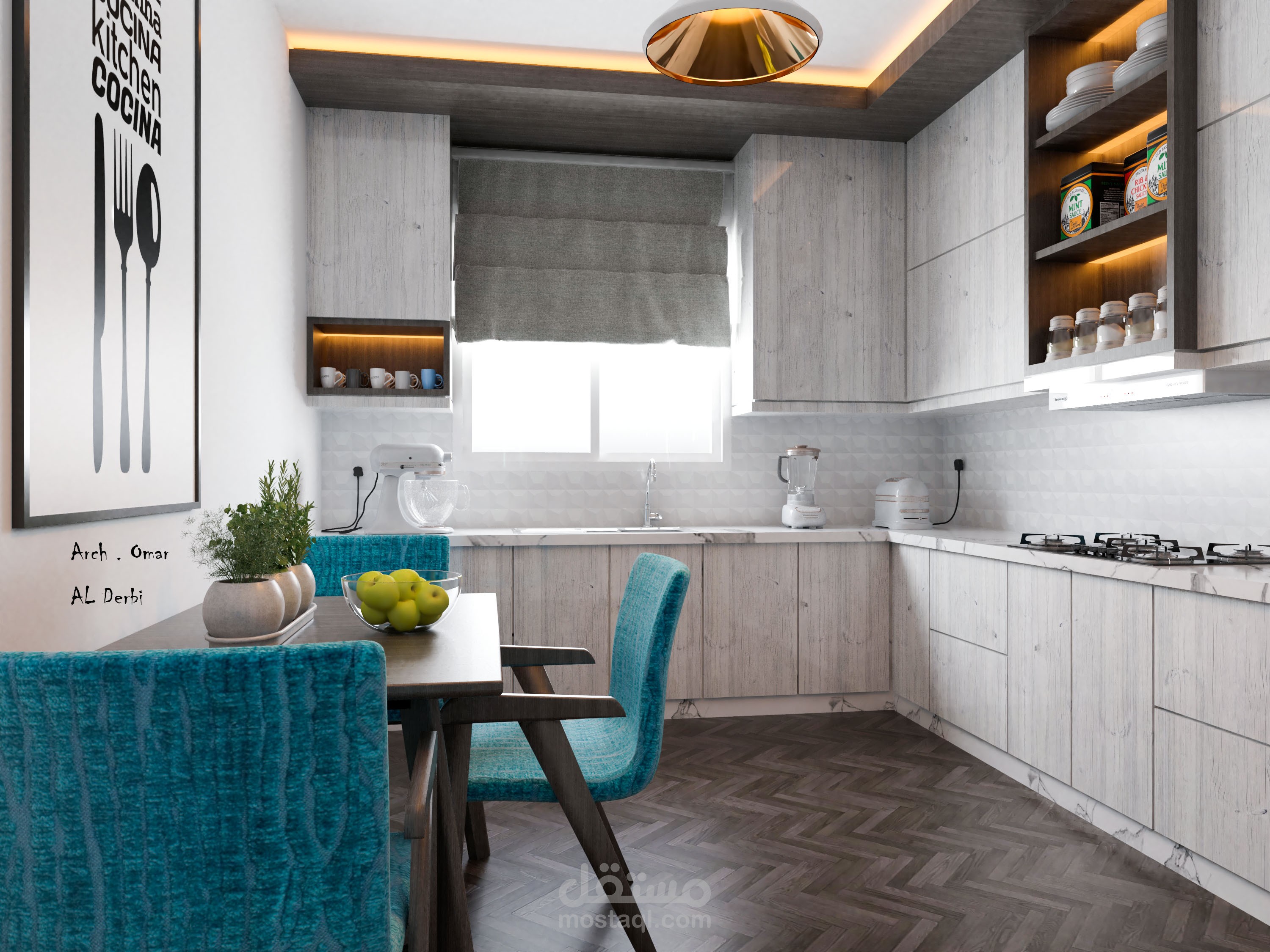 تصميم  داخلي لمطبخ في السعودية