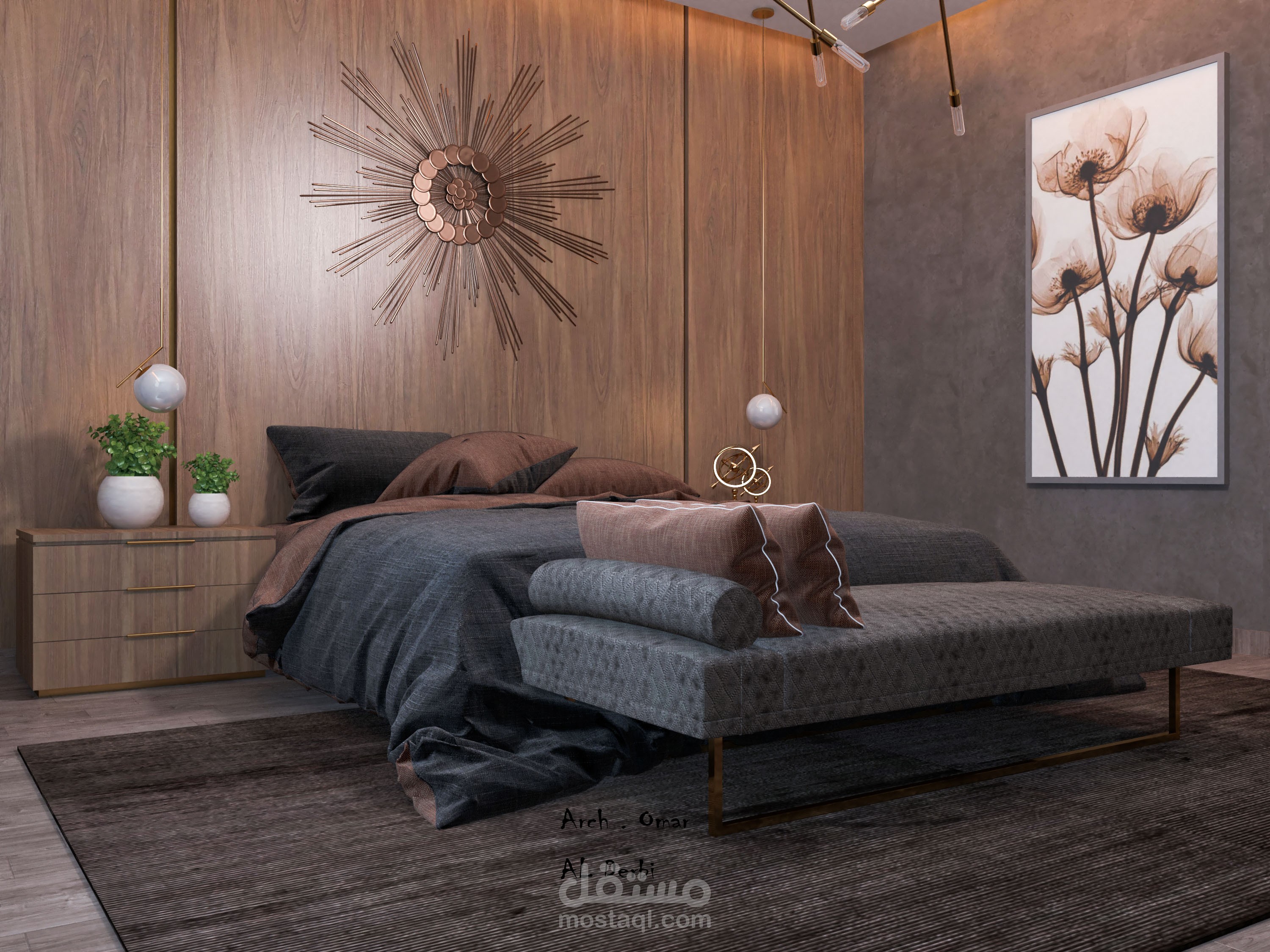 تصميم داخلي  لغرفة نوم رئيسية في السعودية