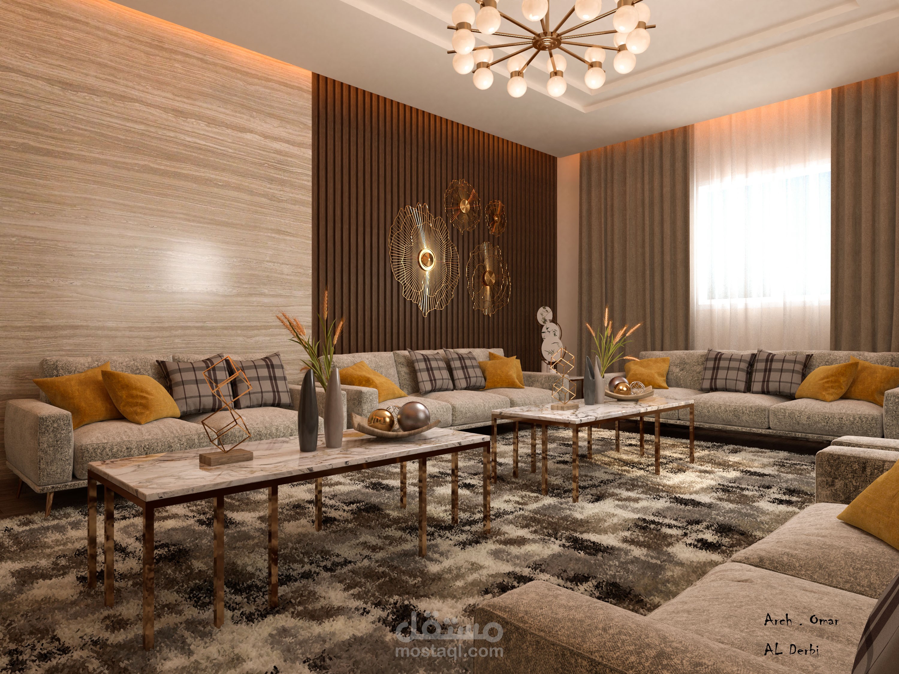 تصميم داخلي لمجلس رجال في السعودية