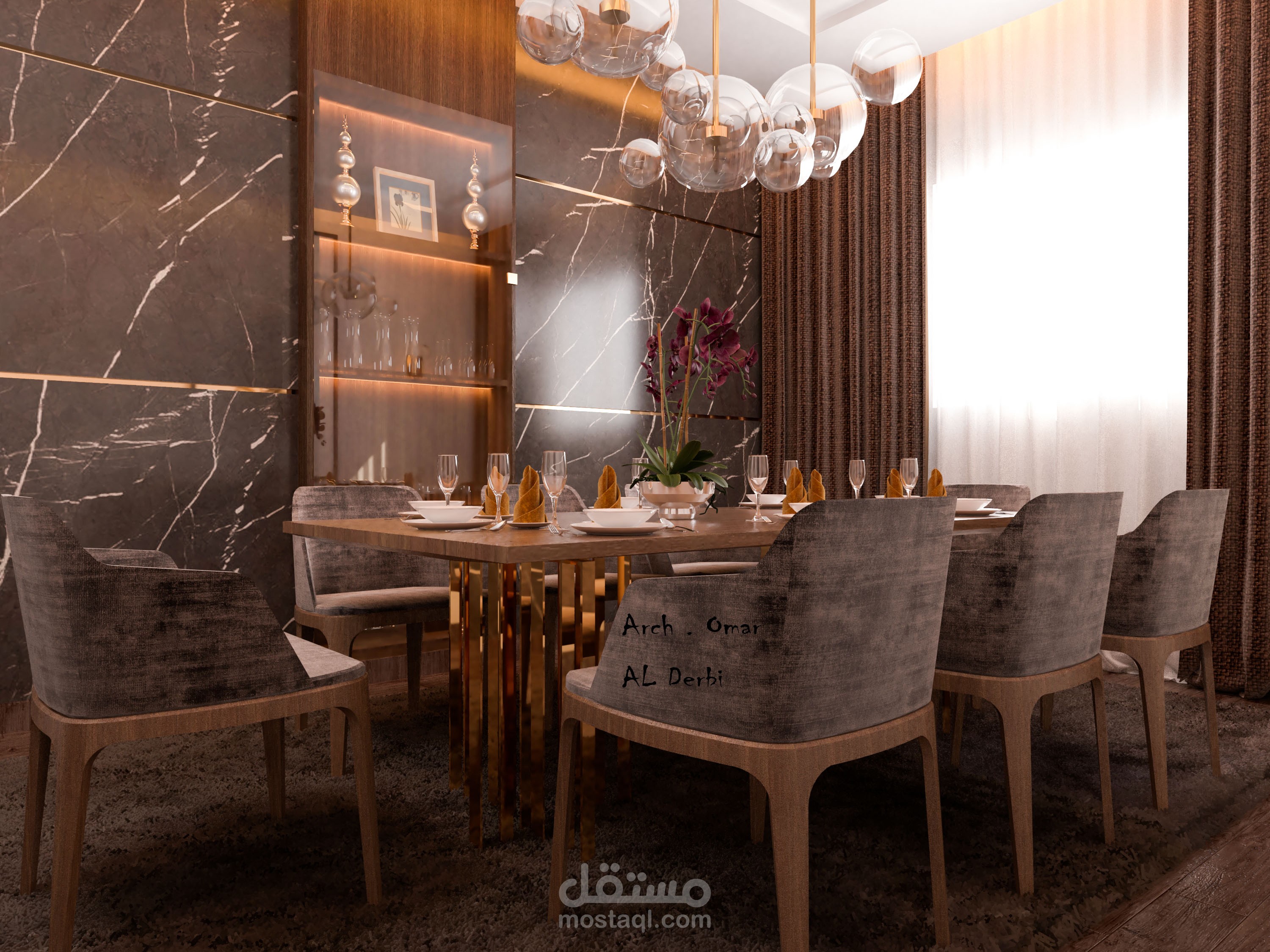 تصميم  داخلي لغرفة طعام في السعودية