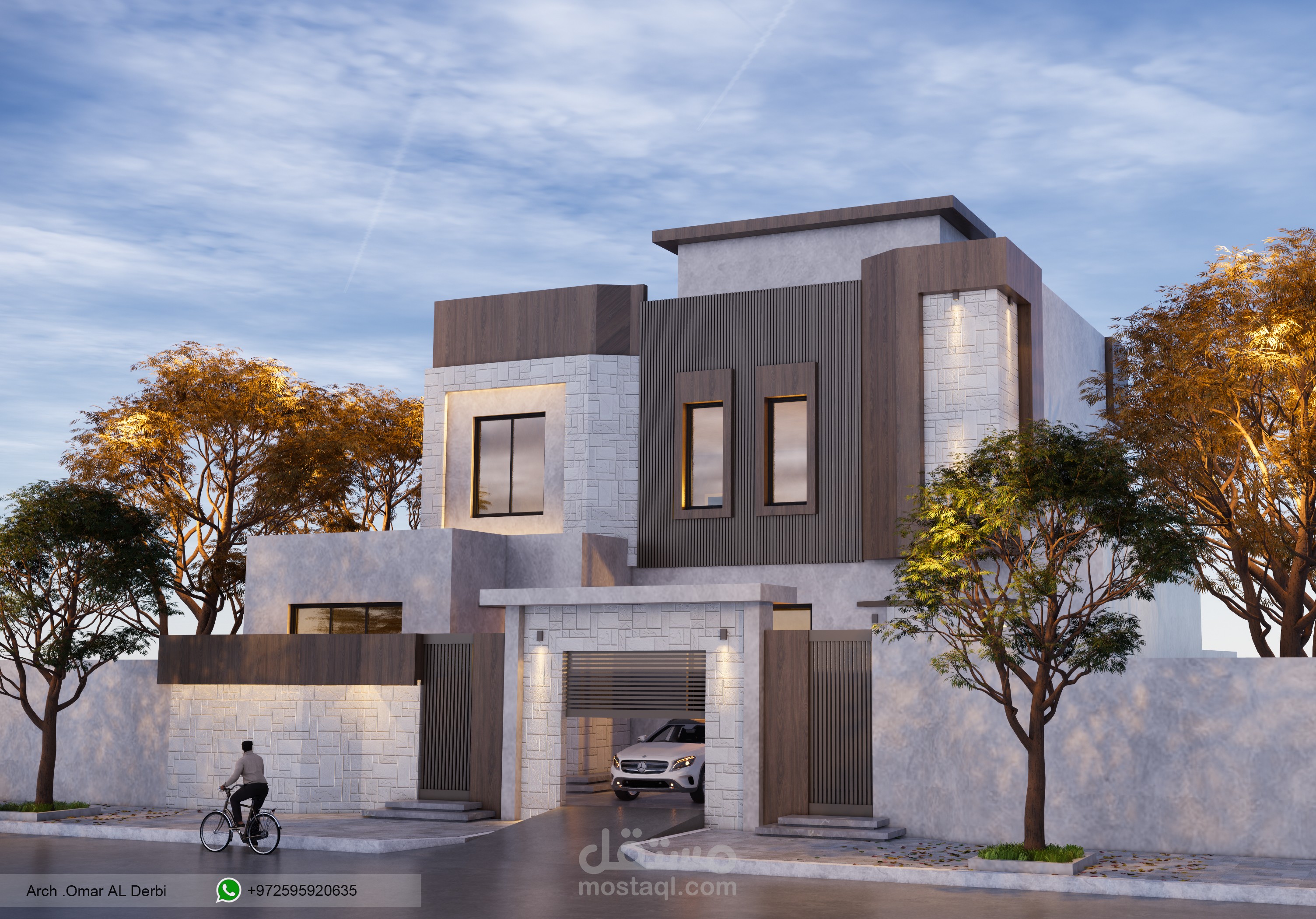 تصميم واجهة مودرن لفيلا في السعودية