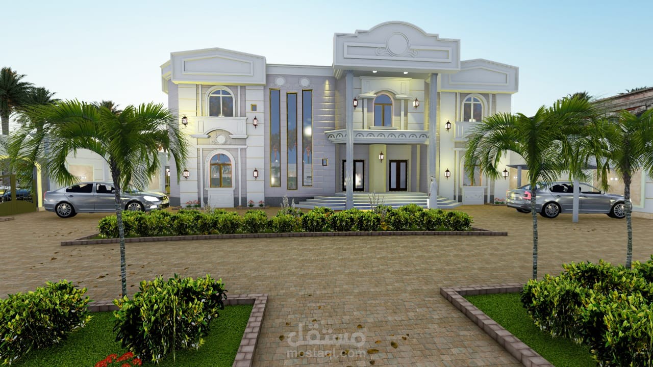 تقسيم معماري وتصميم انشائي كامل لفيلا في مدينة جيزان  (السعودية)