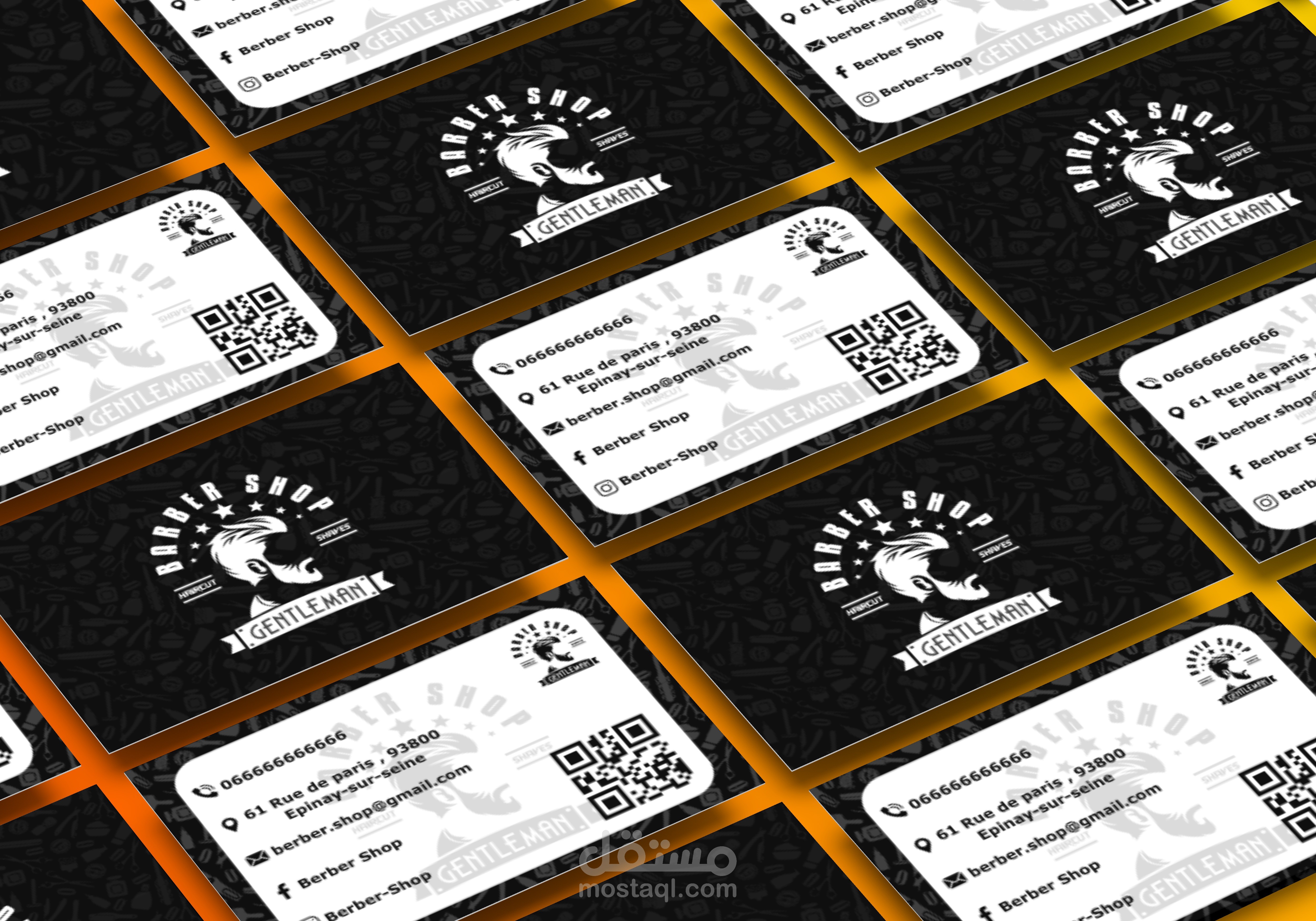 بطاقة أعمال لصالون حلاقة رجال business cards