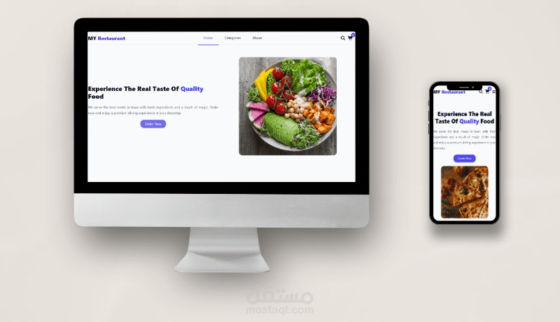 برمجة موقع مطعم متكامل بتصميم عصري