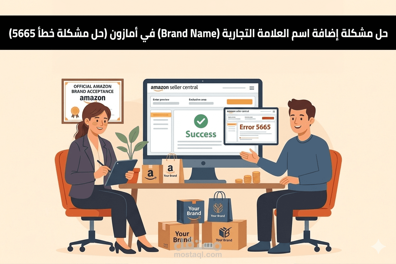 حل مشكلة إضافة اسم العلامة التجارية (Brand Name) في أمازون (حل مشكلة خطأ 5665)