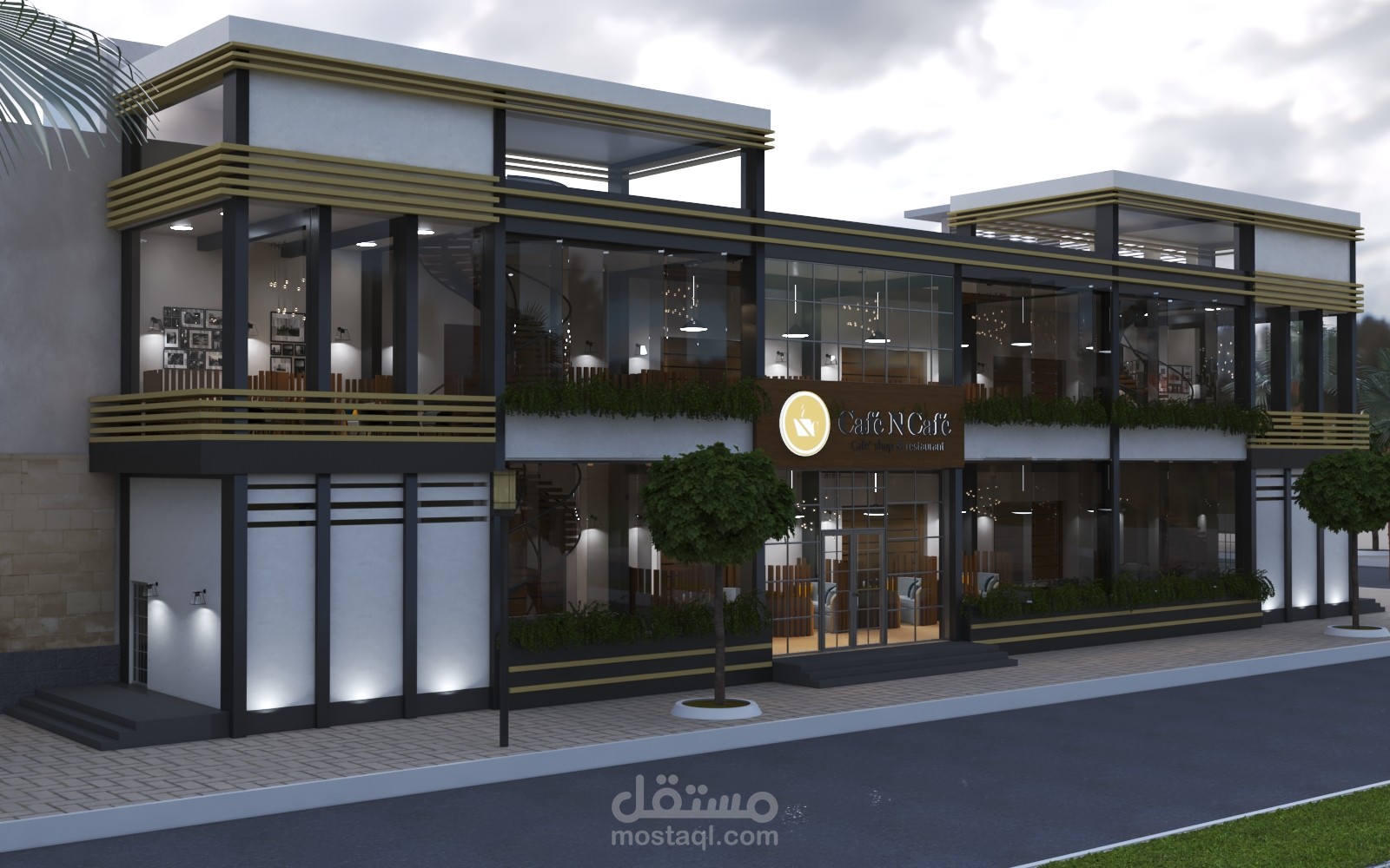 تصميم خارجي و داخلي لمقهى في السعودية