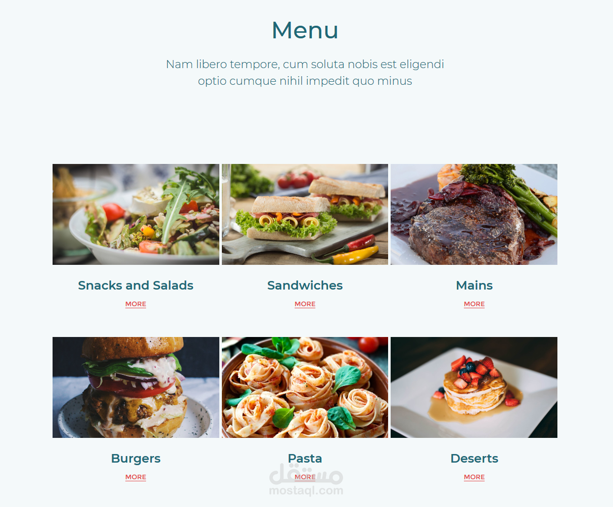 برمجة وتصميم صفحة ويب menu قائمة الطعام الإلكترونية لمطعم + تطبيق أندرويد لعرض أصناف الأطعمة والأطباق