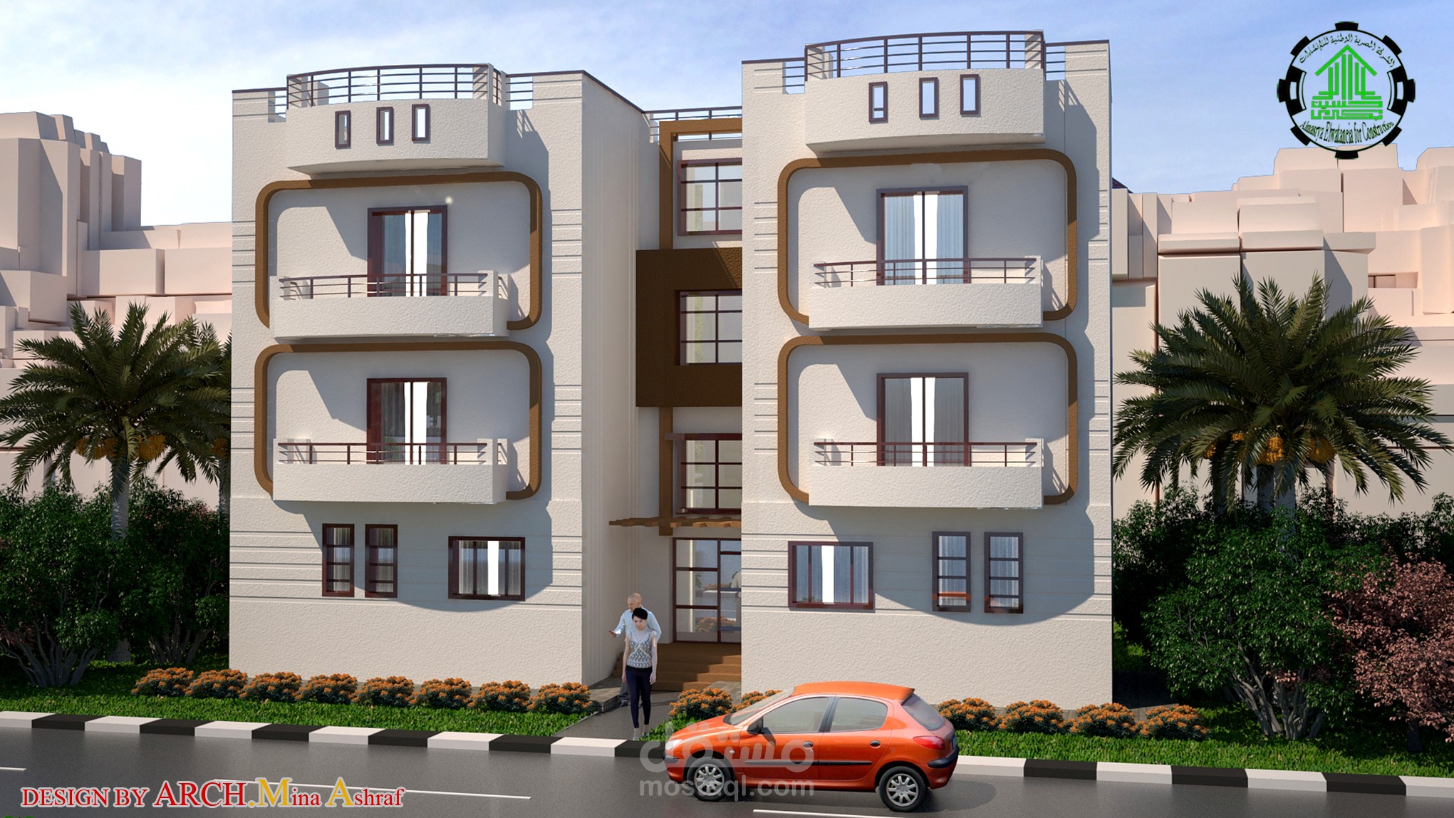 تصميم واجهة سكنية لفيلا اقتصادية