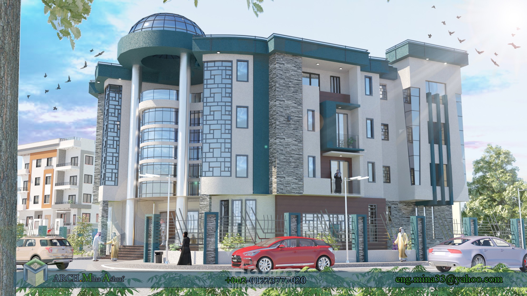 تصميم واجهة لعمارة سكنية فى حى العبور بالقاهرة