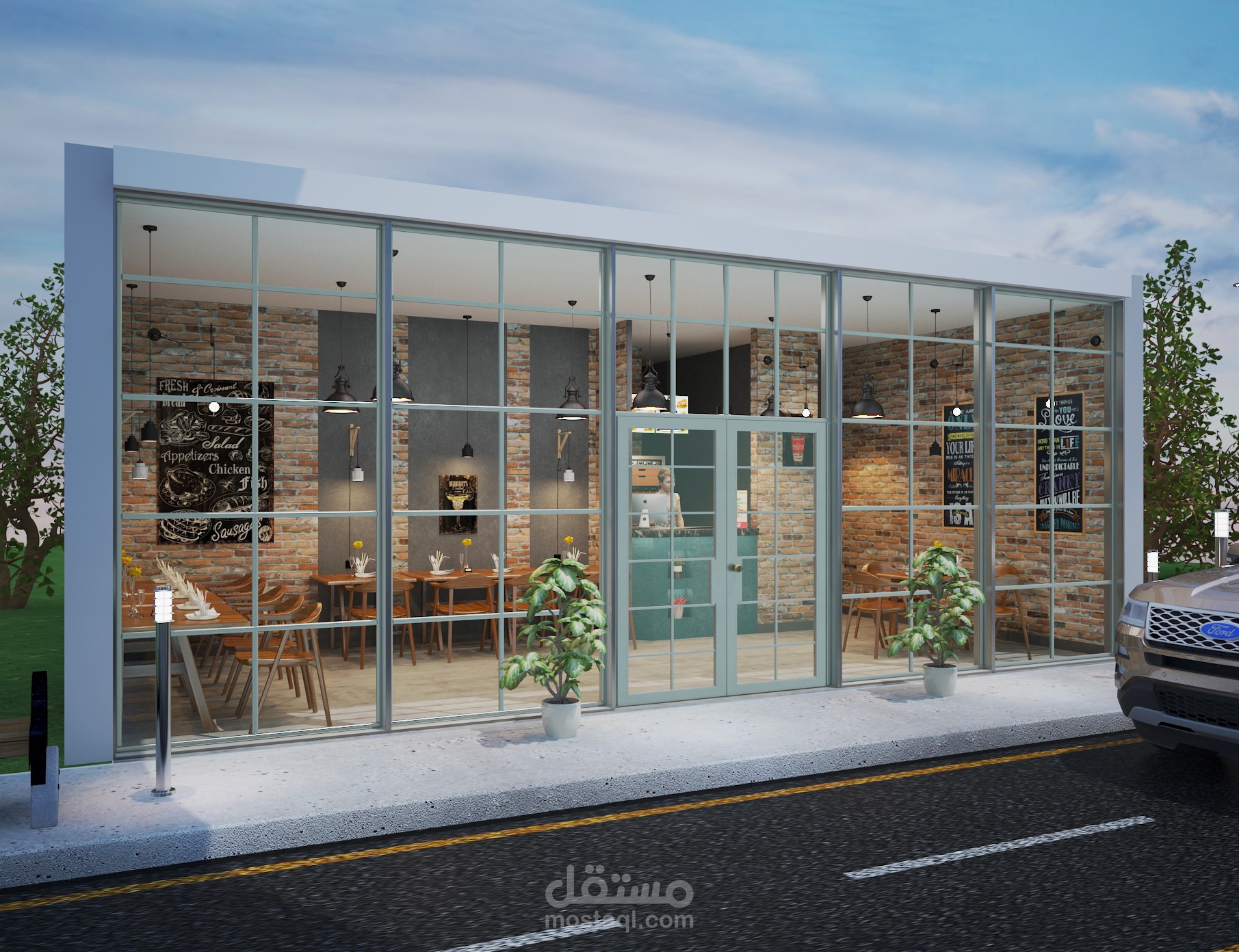 تصميم كافيتريا وجبات سريعة